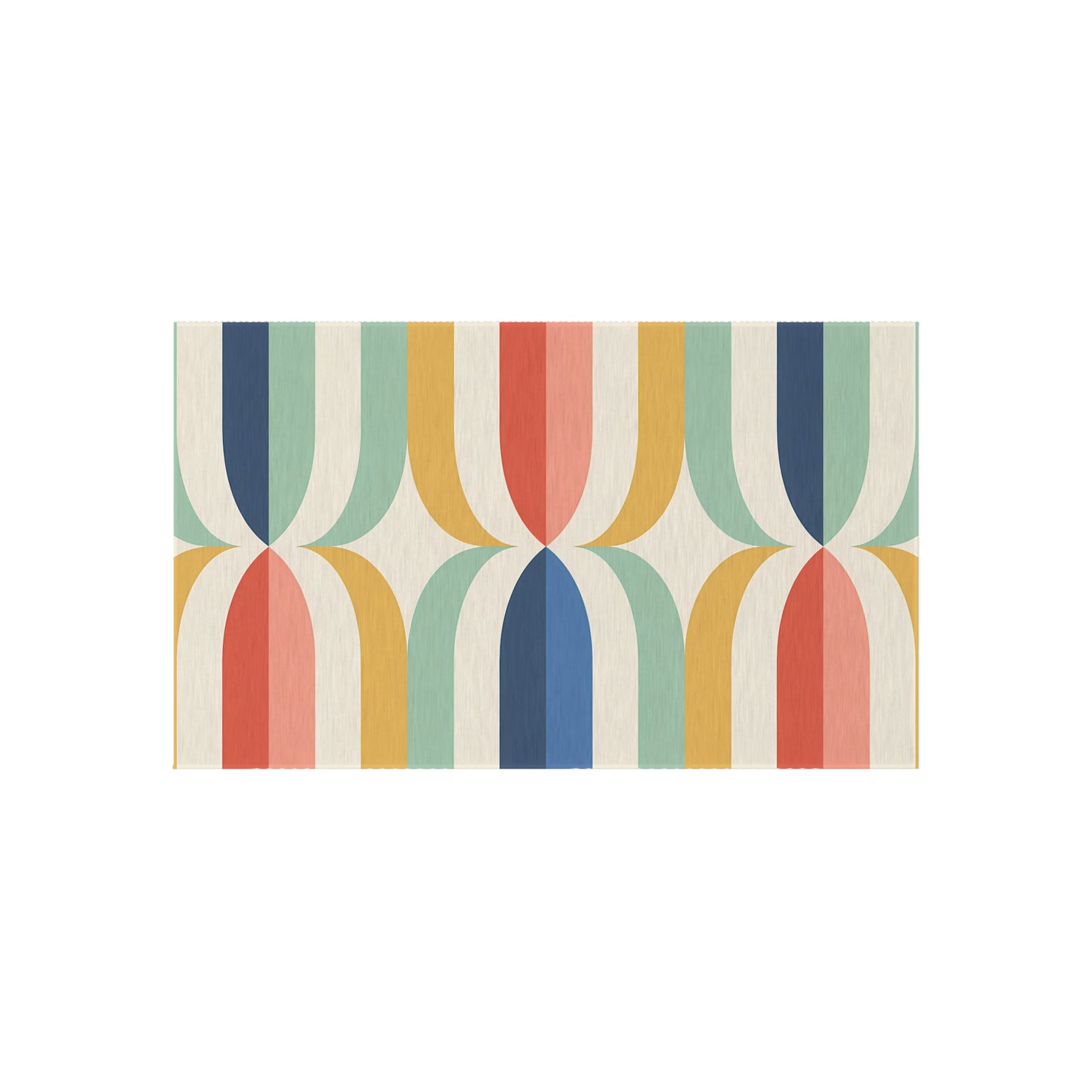 Mid Century Rainbow Arch Outdoor/Indoor Rug | Retro Geometric Patio Mat
