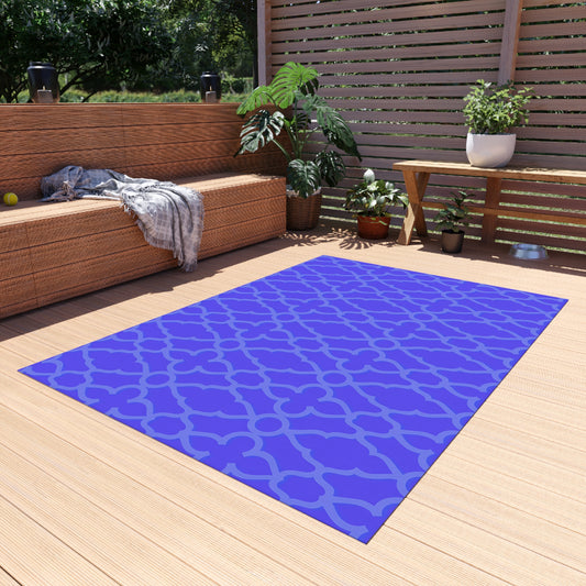Purple Trellis Pattern Outdoor/Indoor Rug | Geometric Patio Mat