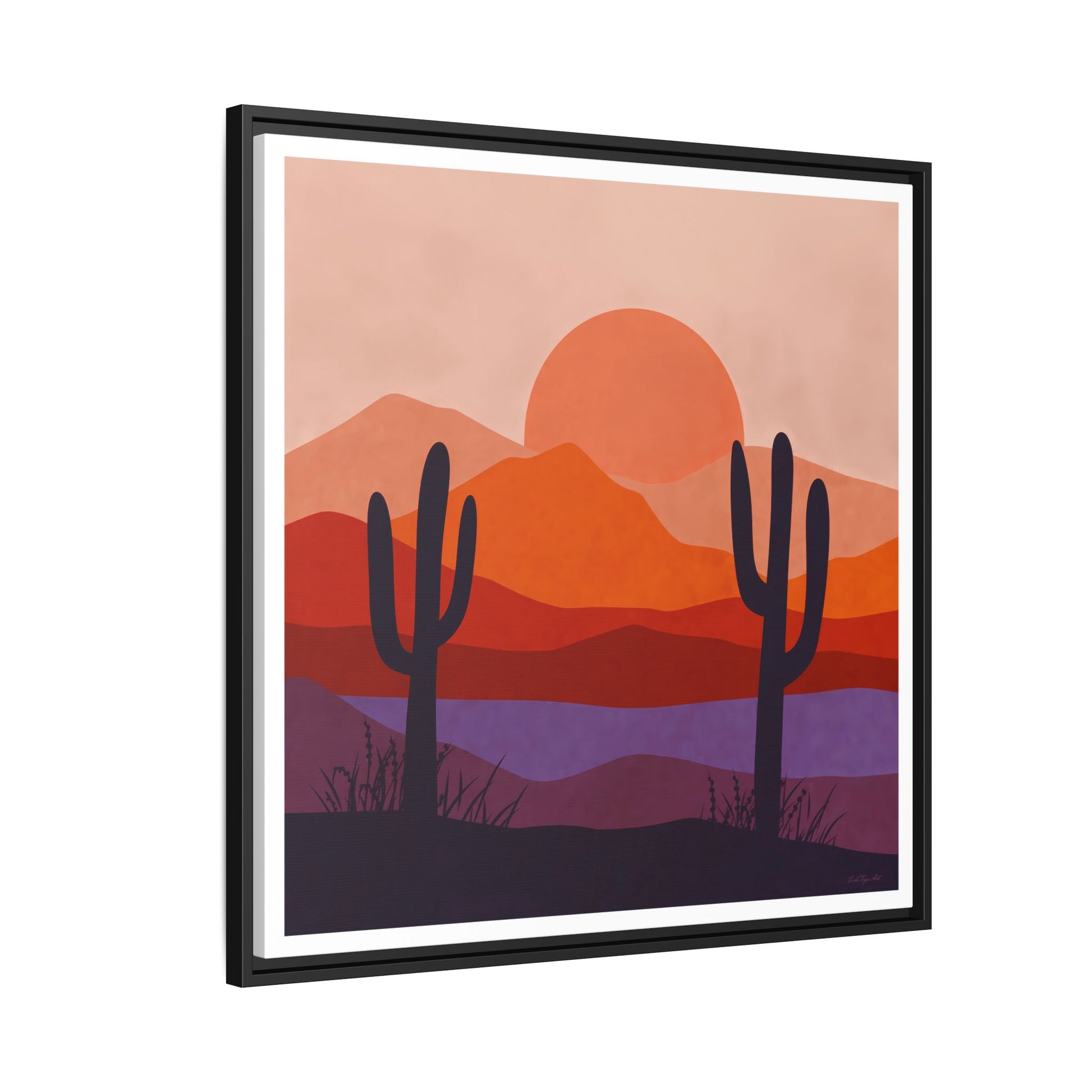 Desert Sunset Framed Canvas Art, Boho Home Decor, Nature Wall Art, Cactus Print, Warm Colorful Wall Decor, Housewarming Gift - LOLA VEGAS ART