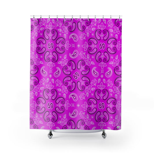 Magenta Paisley Pattern Shower Curtain | Boho Bathroom Decor, Eclectic Bathroom Accessory