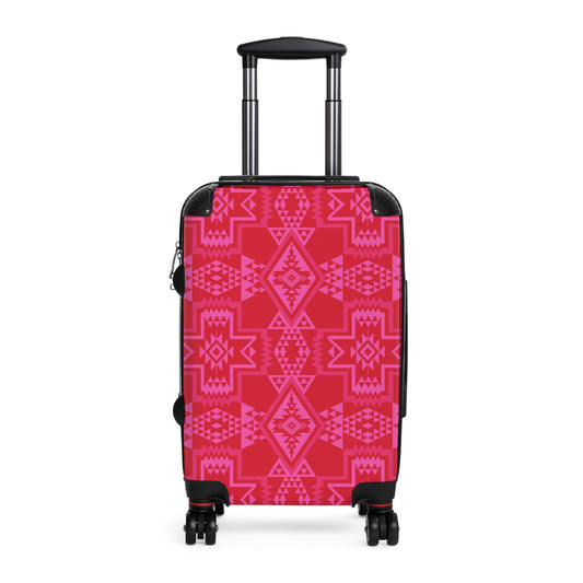 Red & Pink Aztec Geometric Pattern Suitcase | Travel Luggage Cover