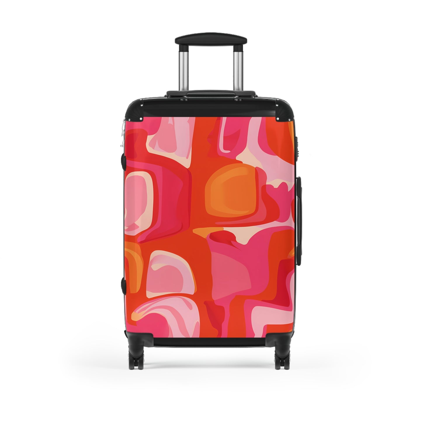 Orange and Pink Abstract Suitcase, Luggage, Travel Bags, 1960's Style, Wanderlust Adventure Organizer, Weekend Getaway Bag, Honeymoon Travel