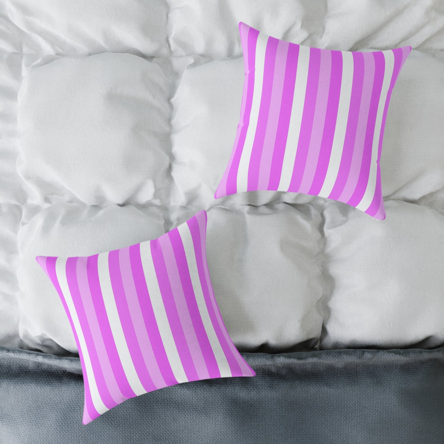 Pink White Stripe Pattern Square Pillow | Poly Canvas Pillow