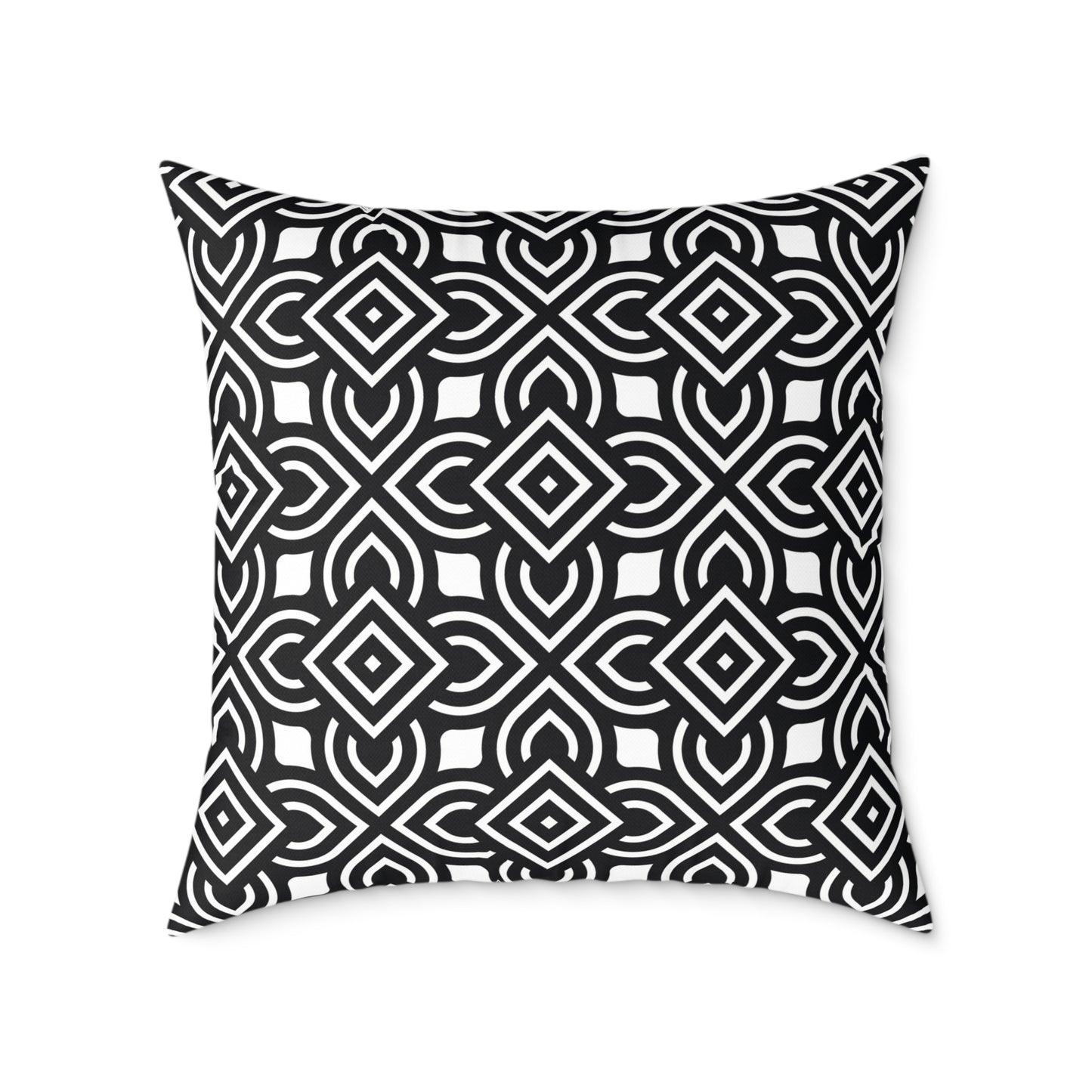 Black White Geometric Pattern Square Pillow | Modern Home Decor, Black and White Accent Cushion, Gift for Homeowners, Cozy Throw Pillow