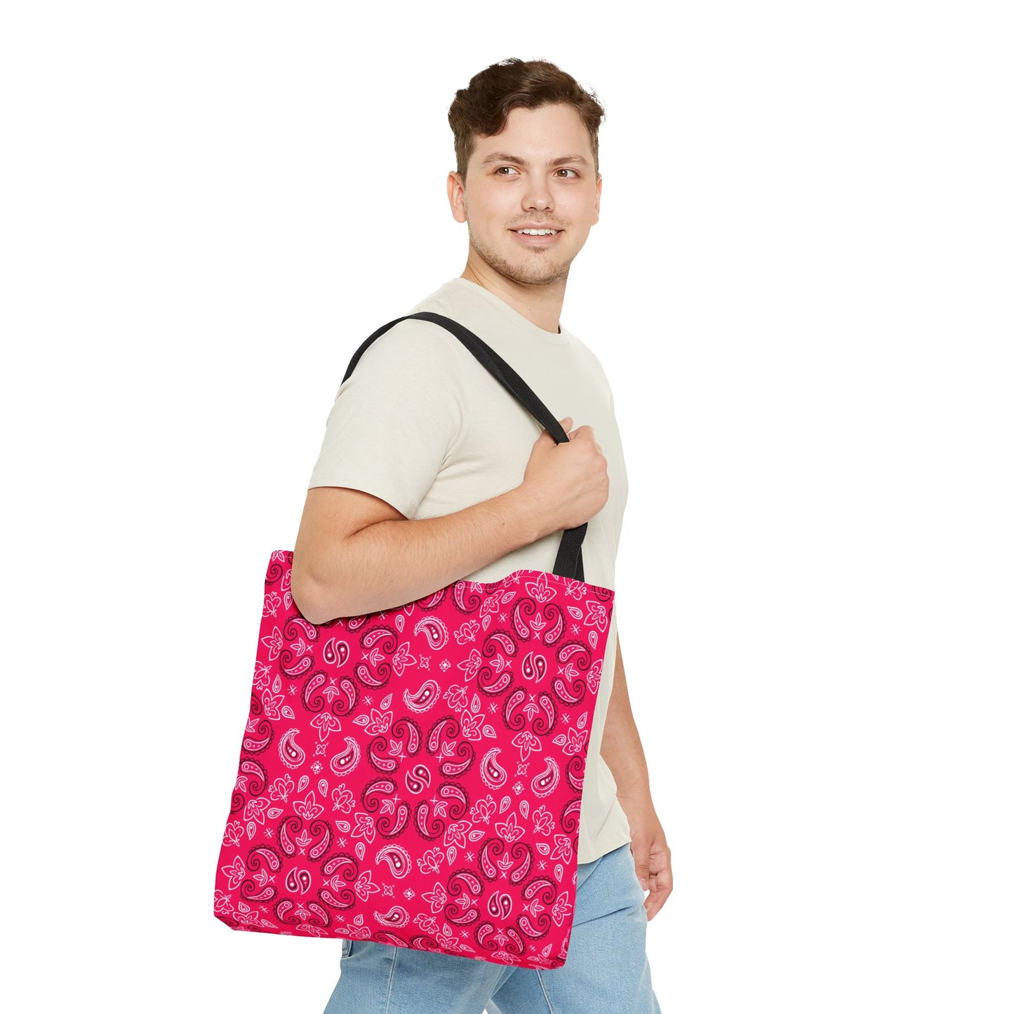 Rose-Red Paisley Pattern Tote Bag | All-Over Print