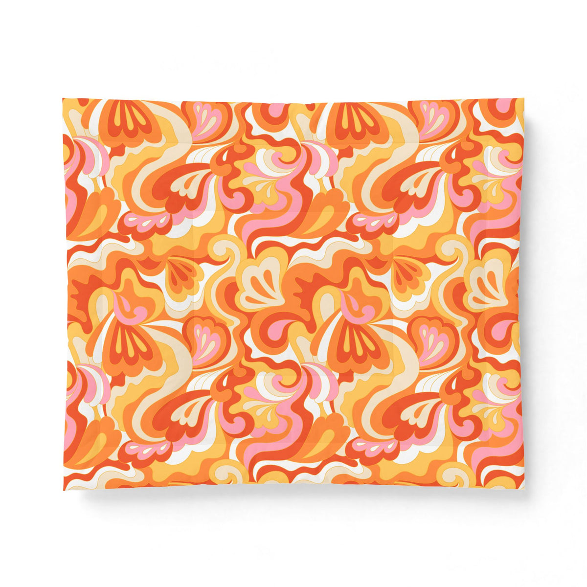Retro Red Pink Orange Swirl Cotton Comforter | Psychedelic Floral Pattern
