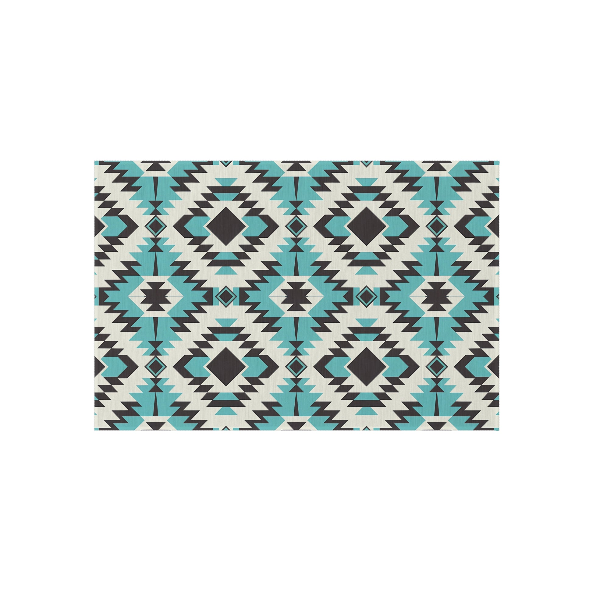 Turquoise, Black and White Stylish Outdoor Rug for Patios, Boho Decor, Area Mat, Deck Accessory, Indoor/Outdoor Use - LOLA VEGAS ART