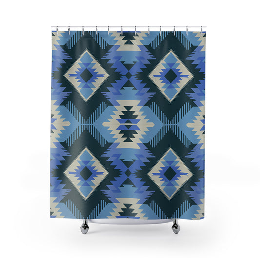 Trendy Geometric Shower Curtain, Bohemian Bathroom Decor, Modern Home Aesthetic, Unique Gift for Housewarming, Summer Vibes - LOLA VEGAS ART