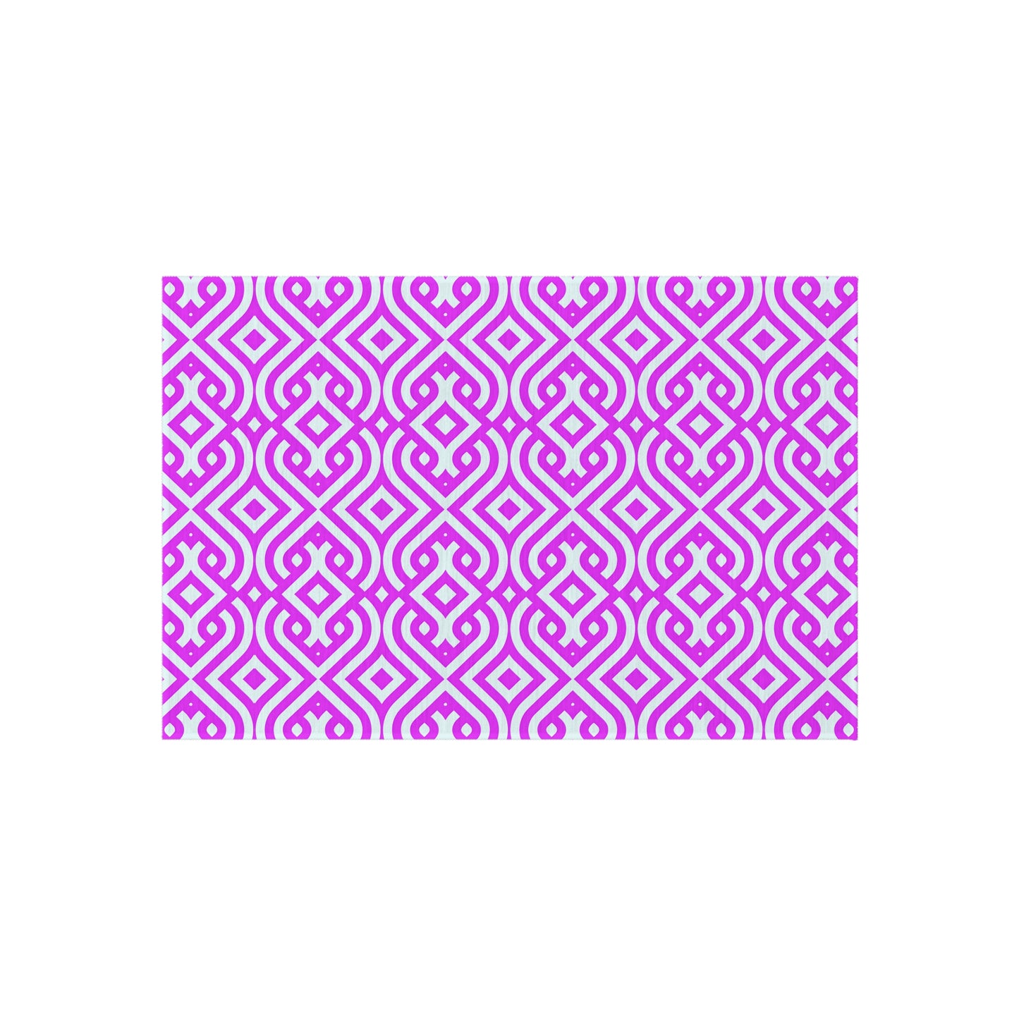 Geometric Moroccan Tile Outdoor/Indoor Rug | Magenta Pink White Patterned Patio Mat