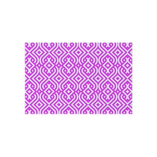 Geometric Moroccan Tile Outdoor/Indoor Rug | Magenta Pink White Patterned Patio Mat
