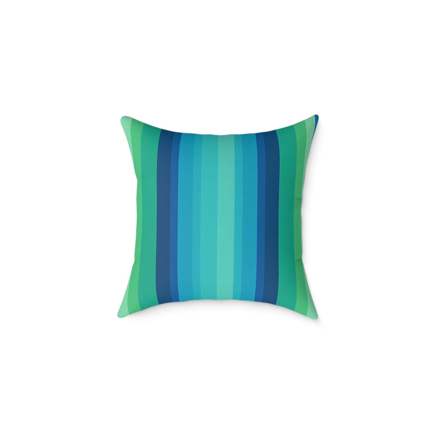 Teal Blue Green Stripe Square Pillow | Coastal Modern Throw Pillow