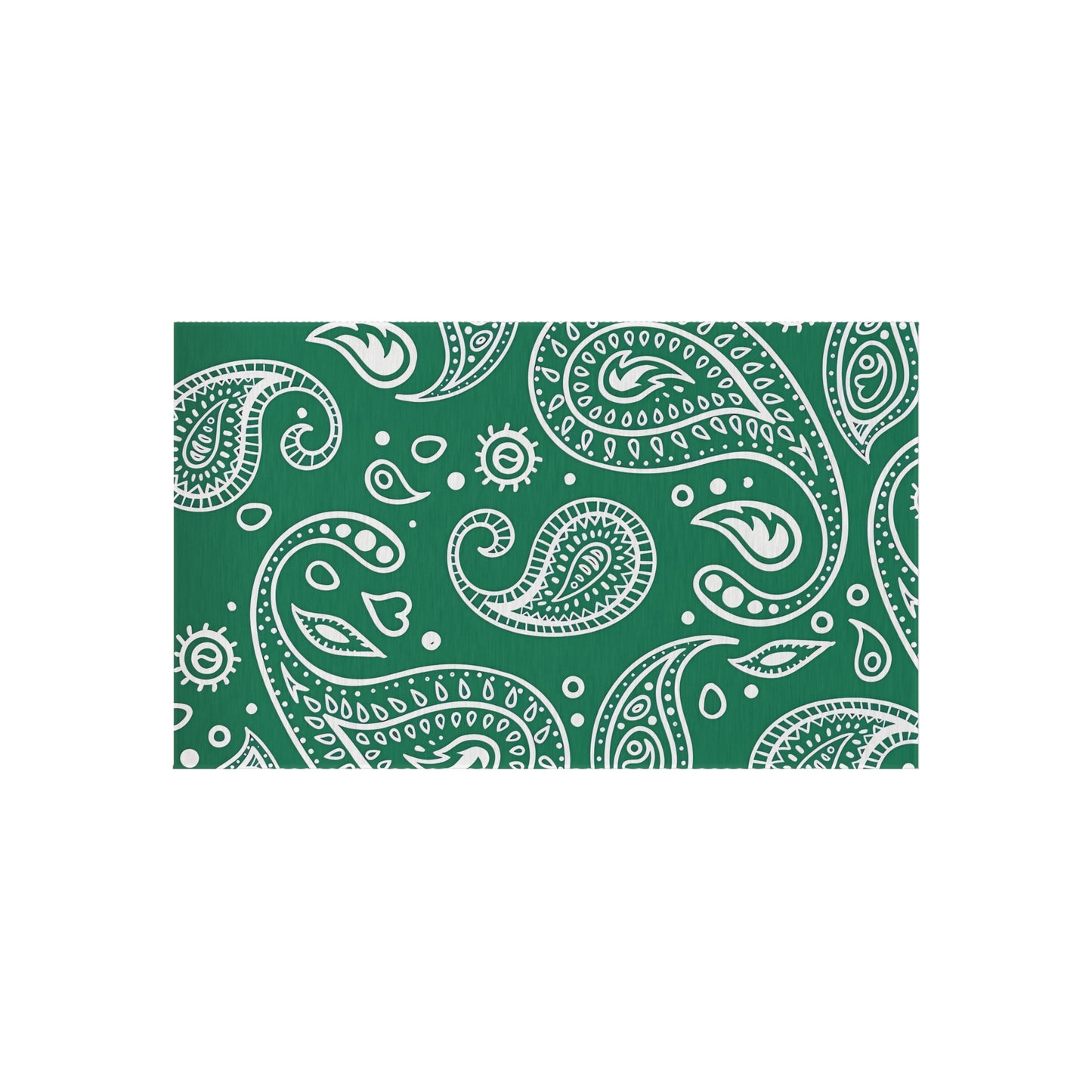 Green Paisley Pattern Outdoor/Indoor Rug | Waterproof Patio Mat
