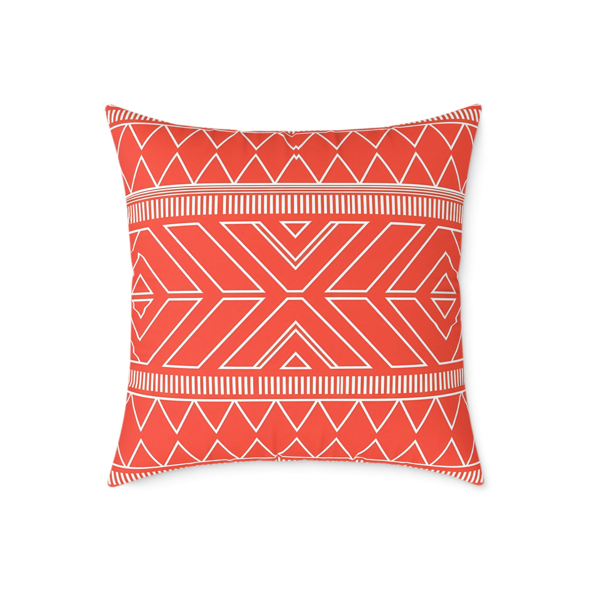 Tribal Geo Pattern Square Pillow | Orange Aztec Throw Pillow