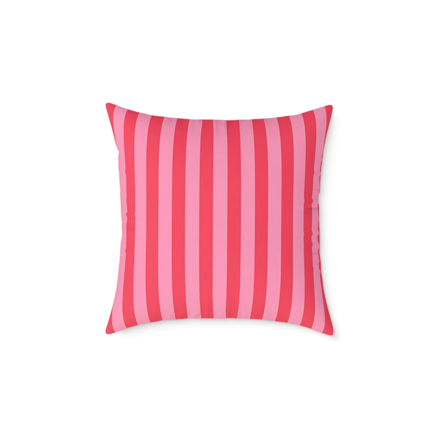 Light Pink Watermelon Pink Striped Throw Pillow | Square Poly Canvas Cushion