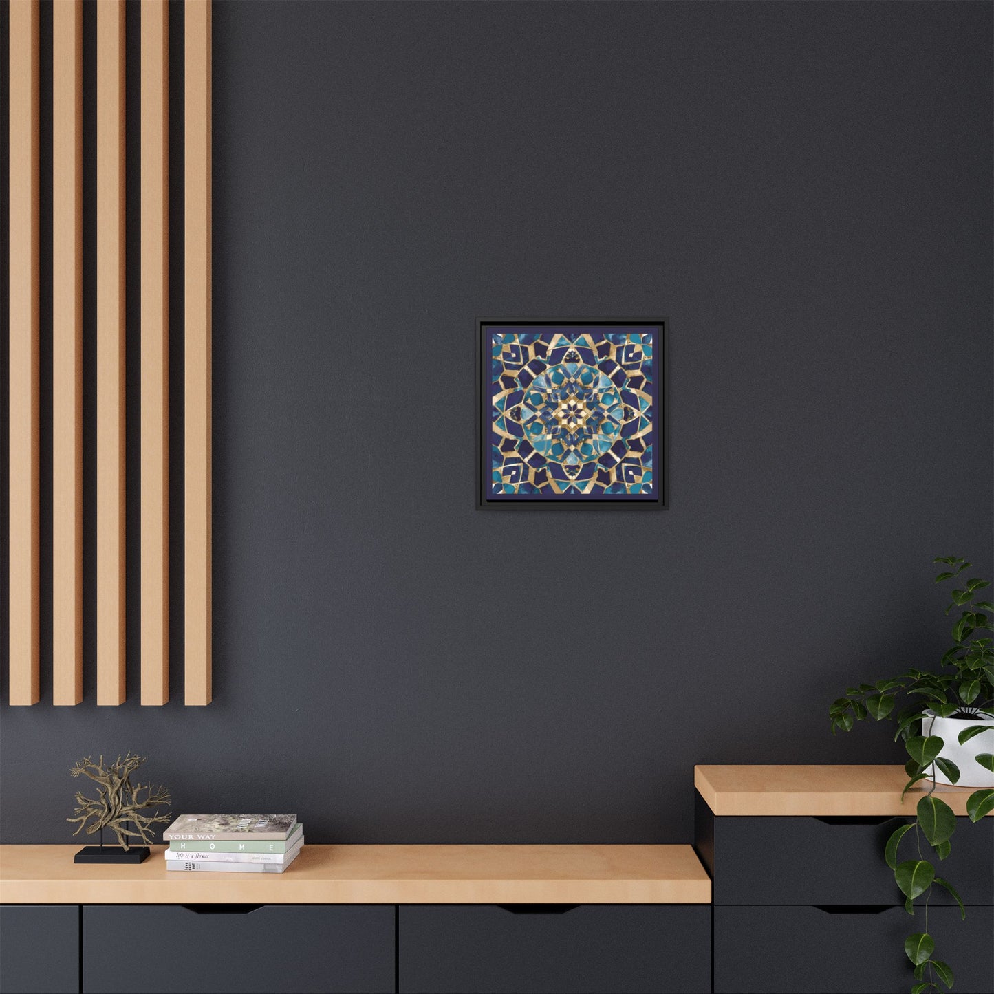 Framed Blue Moroccan Mosaic Wall Art — Matte Canvas Print
