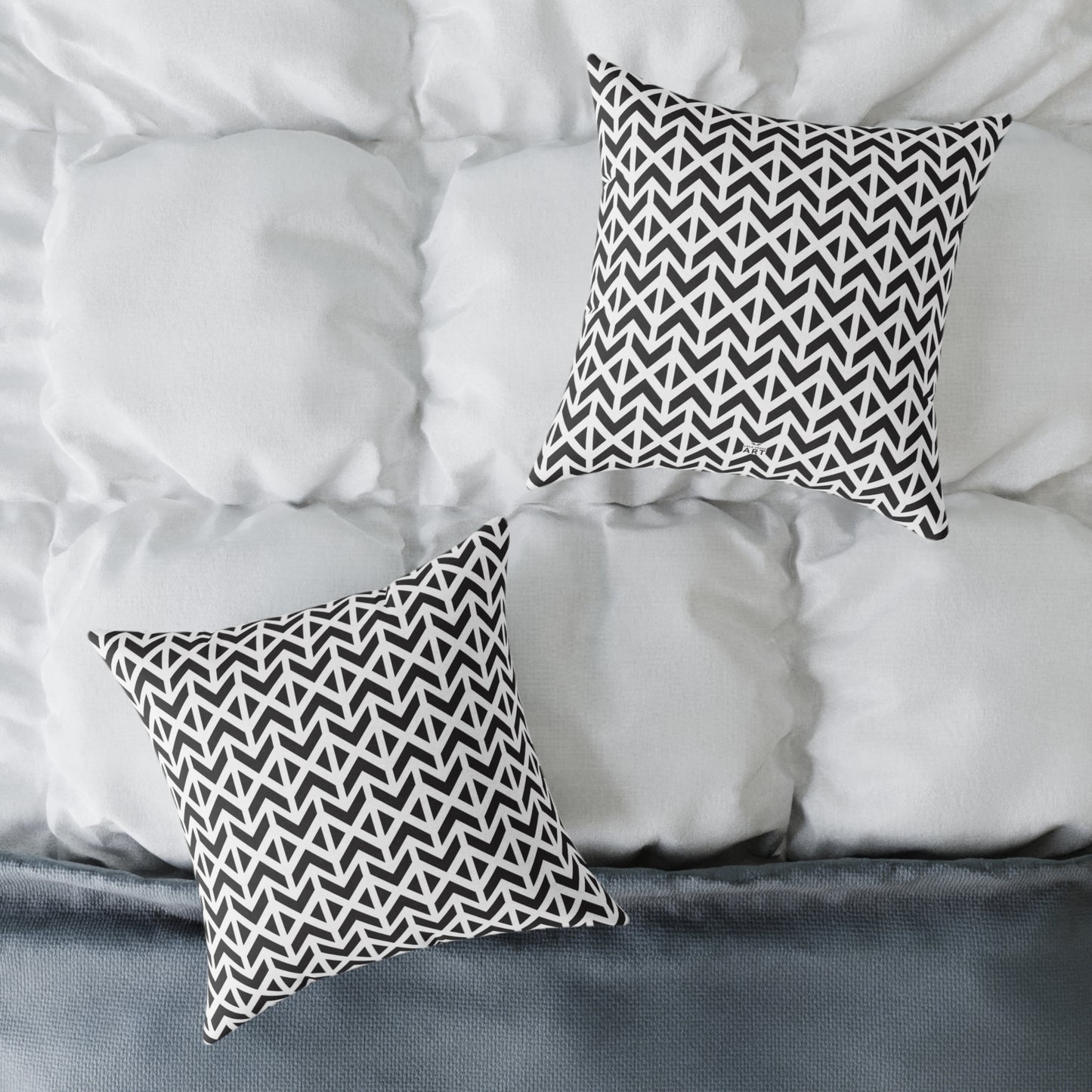 Geometric Chevron Pattern Square Pillow | Black White Modern Throw Pillow