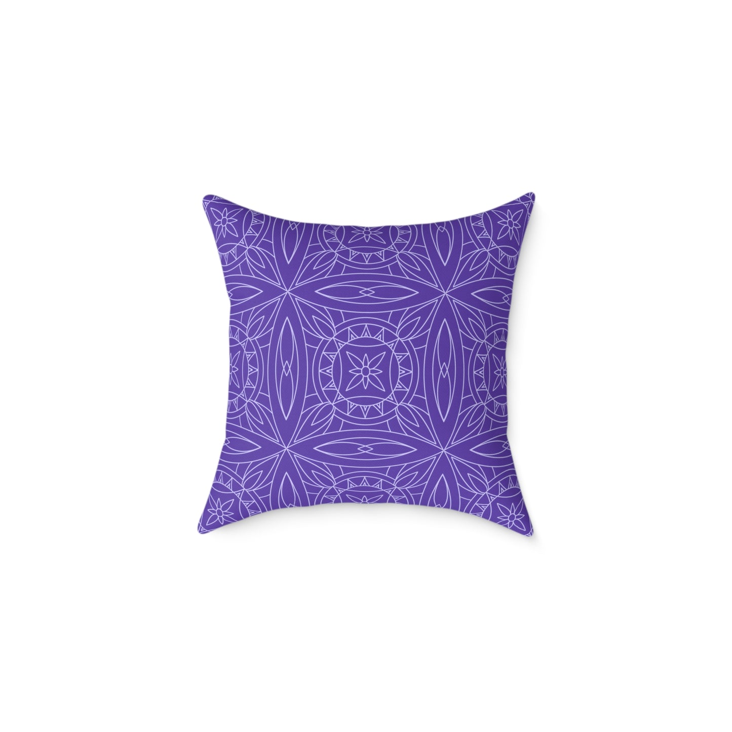 Geometric Kaleidoscope Pattern Square Pillow | Purple White Tile Decorative Pillow