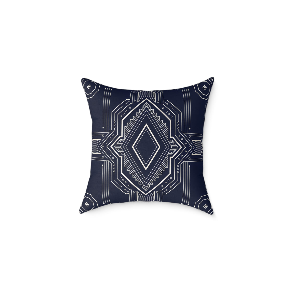 Geometric Diamond Pattern Square Poly Canvas Pillow | Navy Aztec Throw Pillow