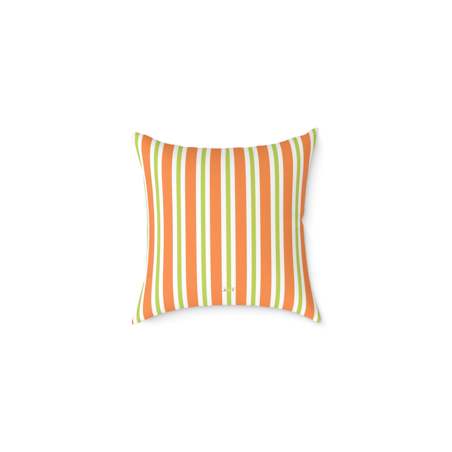 Orange Green Stripe Square Pillow | Striped Throw Pillow