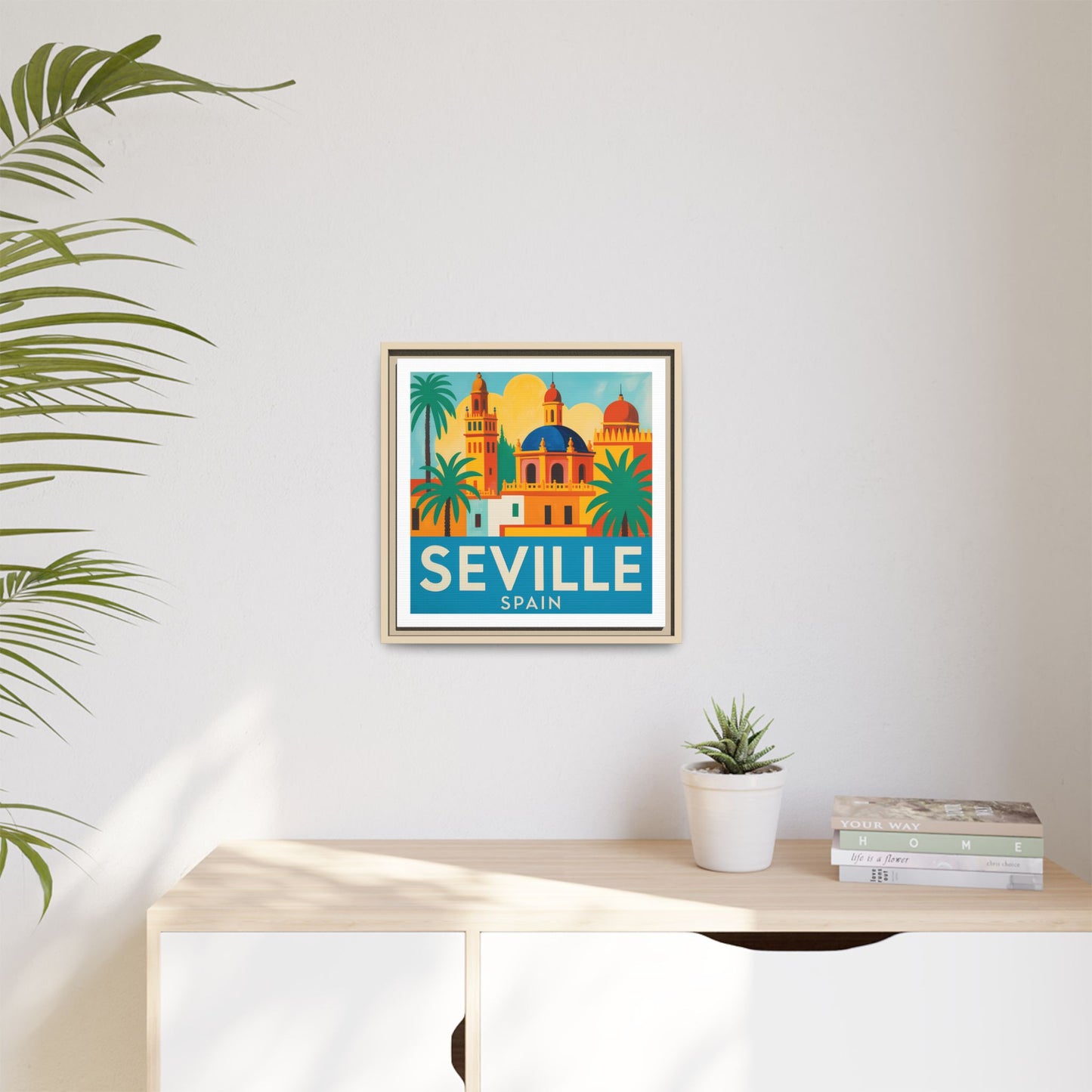 Seville Spain Vintage Travel Look Matte Canvas Wall Art Framed