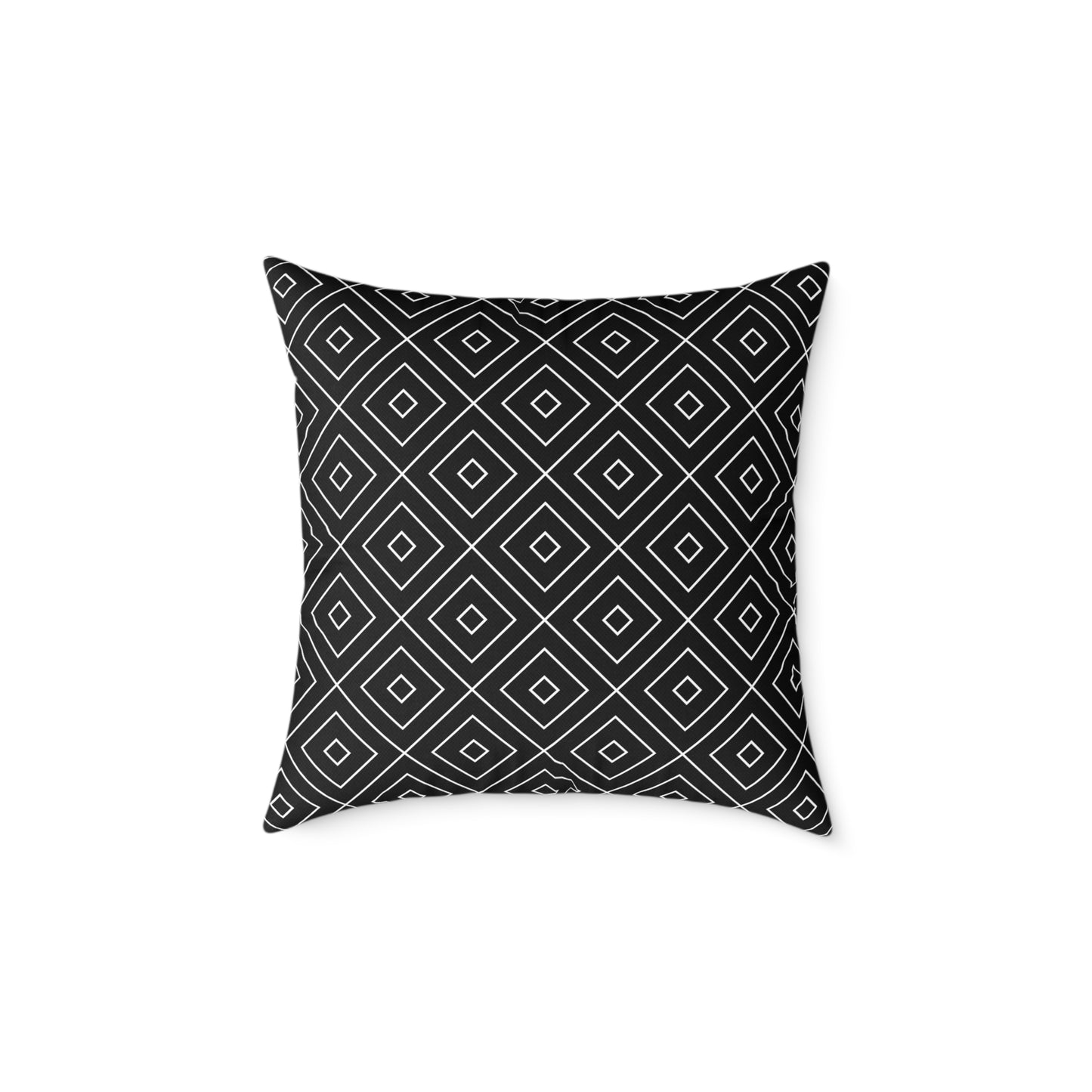Geometric Diamond Pattern Square Poly Canvas Pillow | Black Grey Modern Throw Pillow