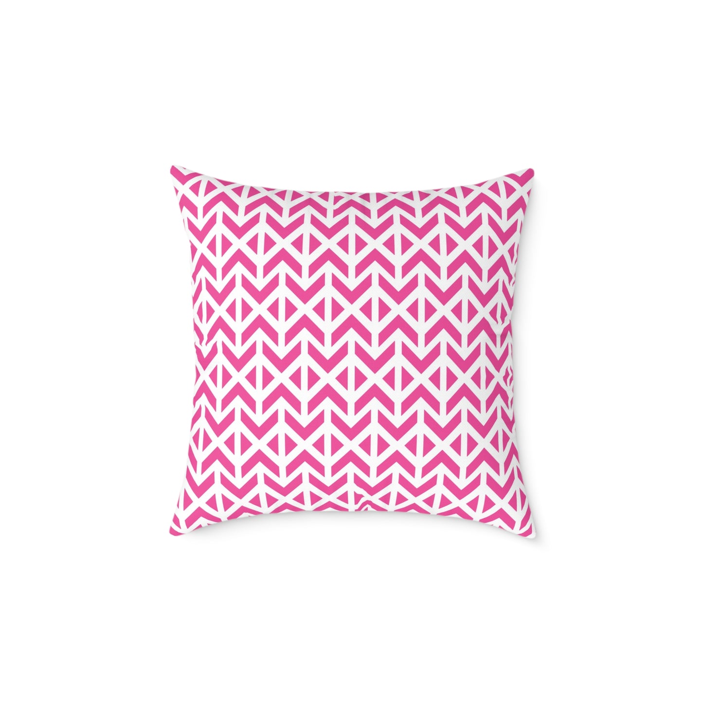 Pink White Chevron Pattern Square Pillow | Geometric Throw Cushion