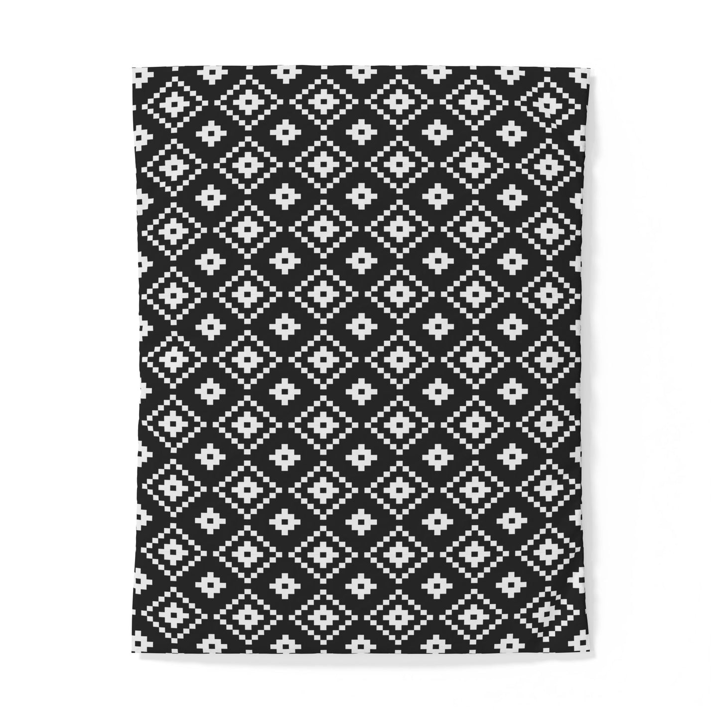 Black White Geometric Diamond Pattern duvet cover | Tribal Pixel Motif