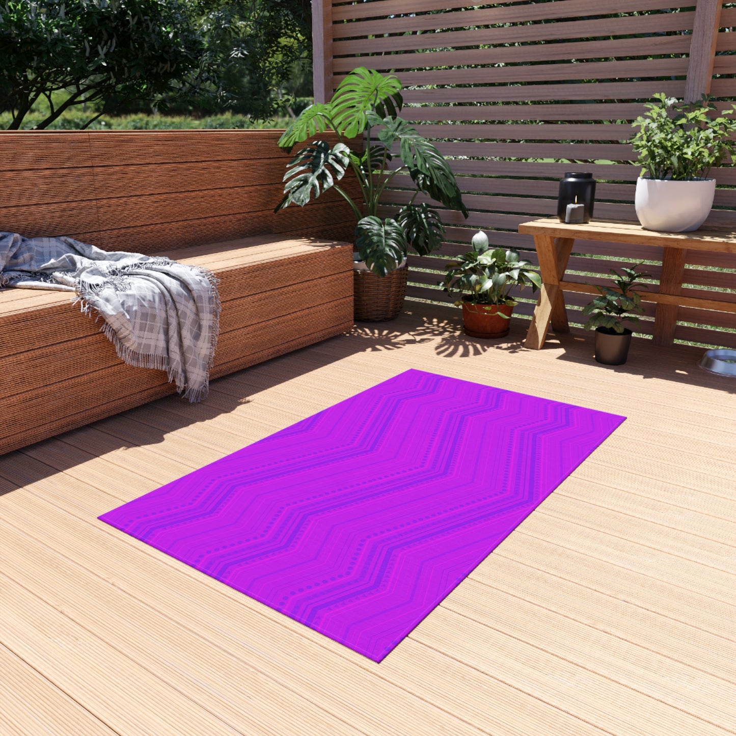Pink and Purple Chevron Zigzag Pattern Outdoor/Indoor Rug | Chevron Patio Mat