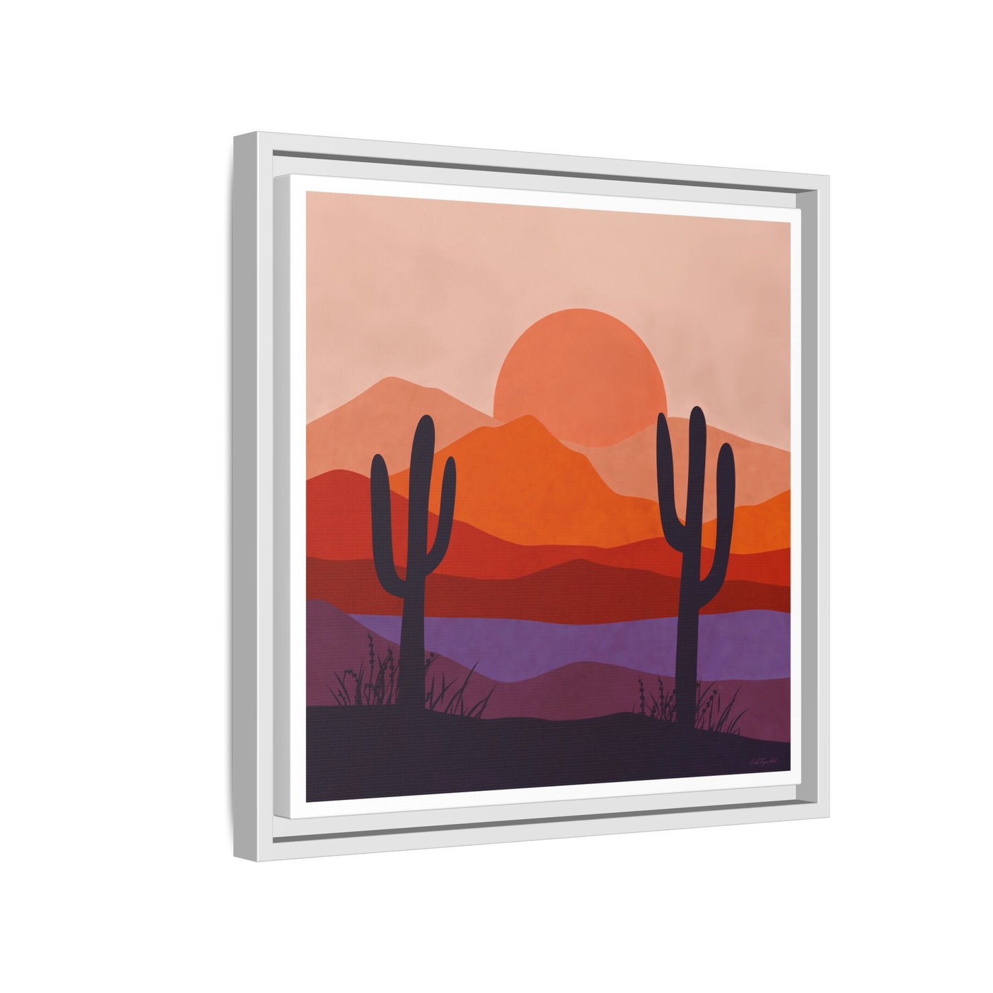 Desert Sunset Framed Canvas Art, Boho Home Decor, Nature Wall Art, Cactus Print, Warm Colorful Wall Decor, Housewarming Gift - LOLA VEGAS ART
