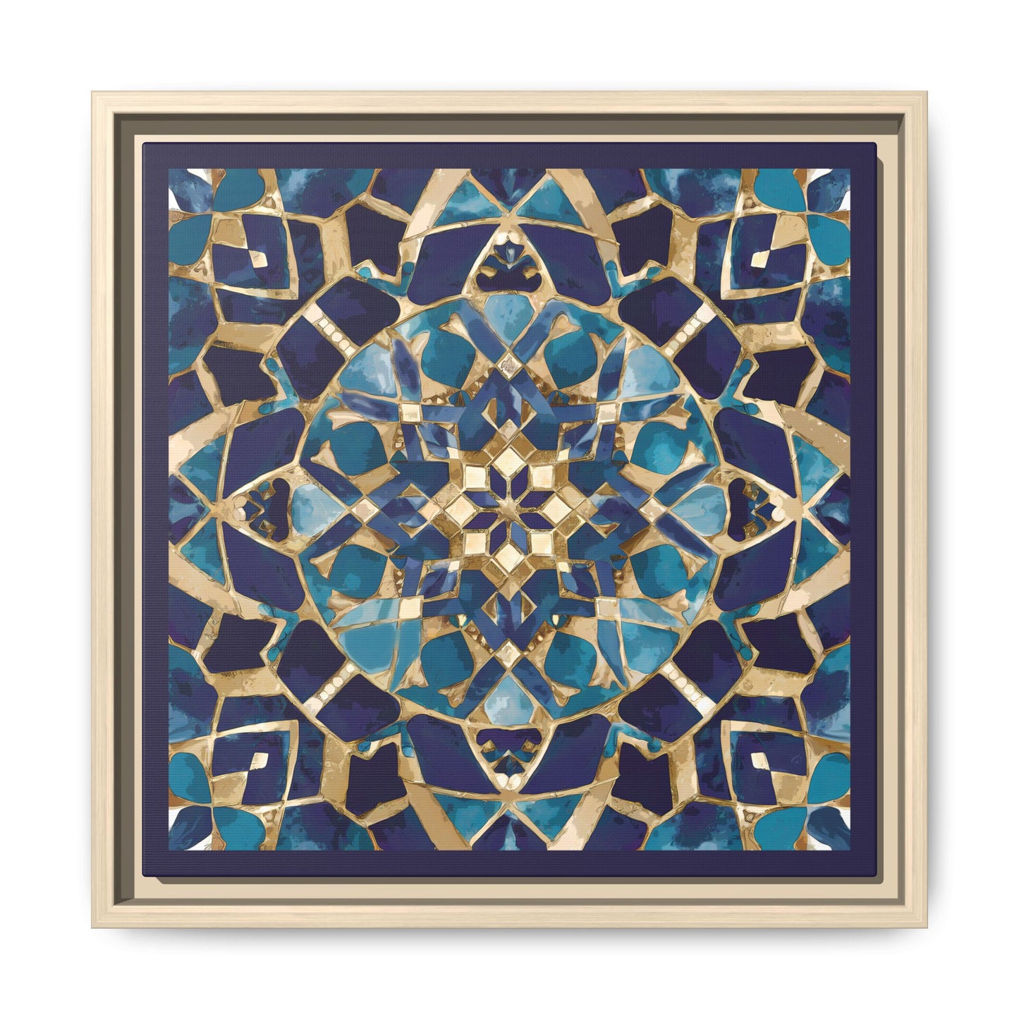 Framed Blue Moroccan Mosaic Wall Art — Matte Canvas Print