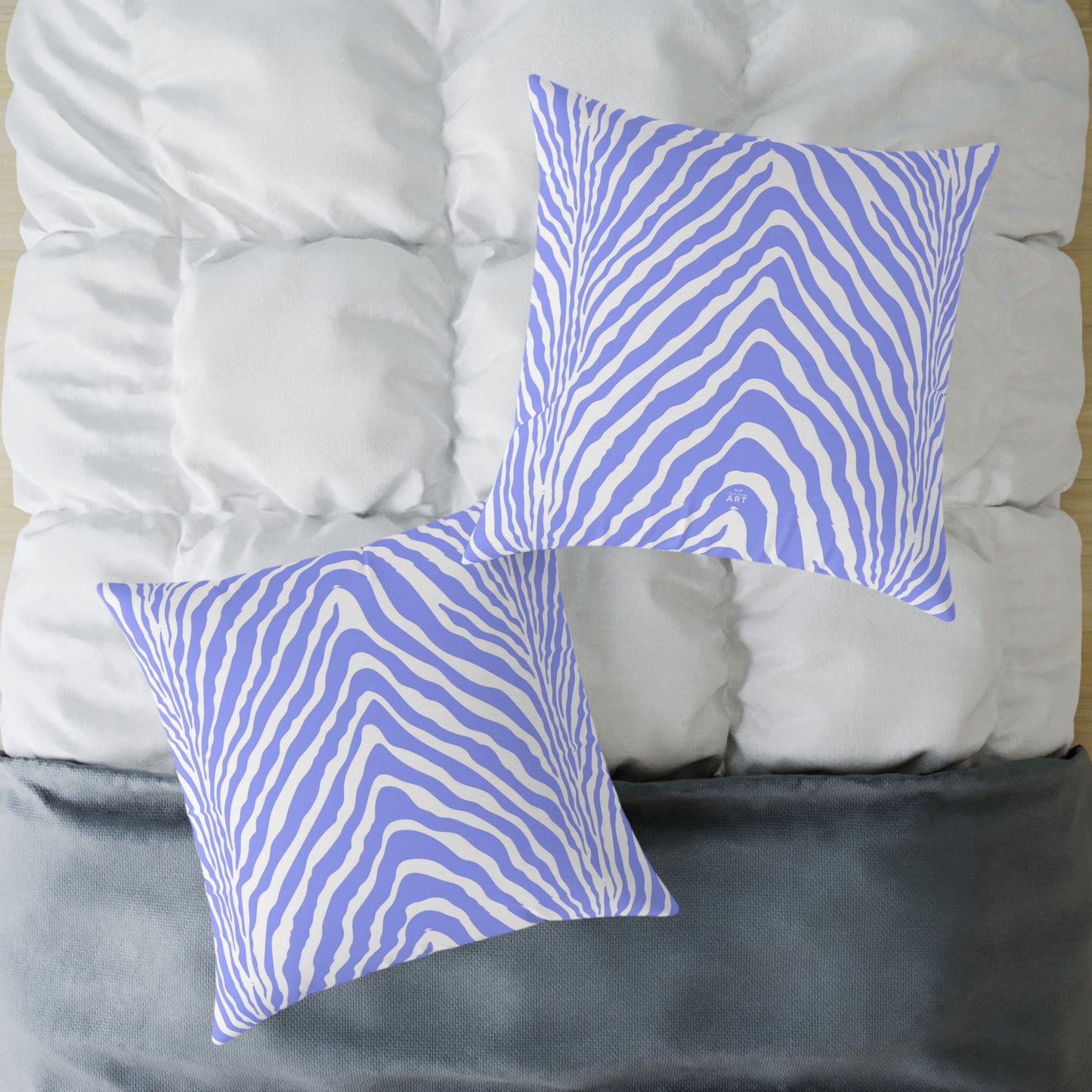 Lavender Zebra Stripe Square Pillow | Animal Print Cushion