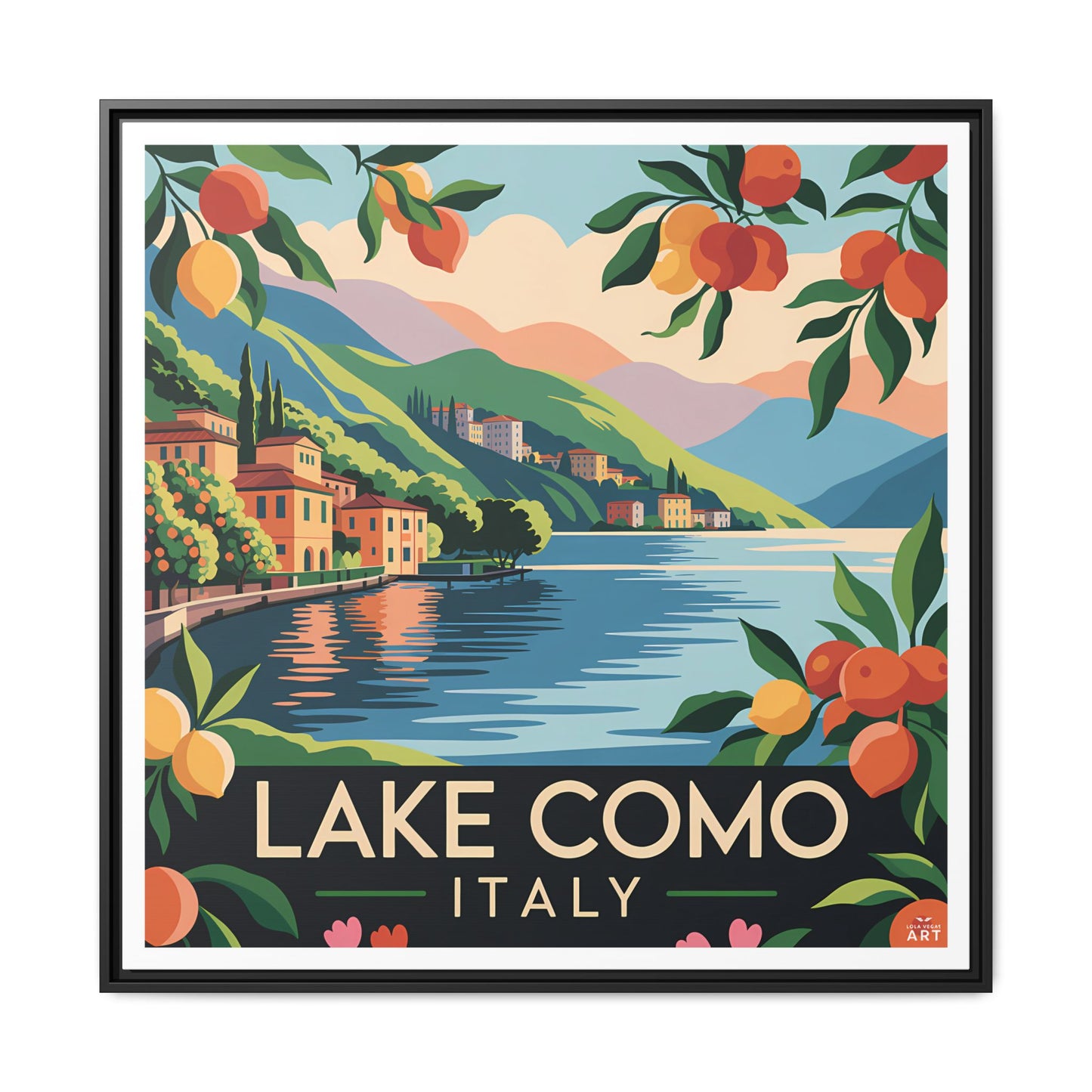 Framed Lake Como Wall Art, Vintage Wall Decor, Italian Landscape Artwork, Home Decor Gift, Travel Nostalgia