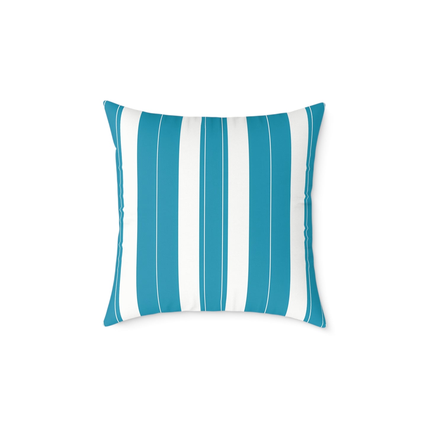 Teal and White Vertical Stripe Square Pillow | Poly Canvas Throw Pillow