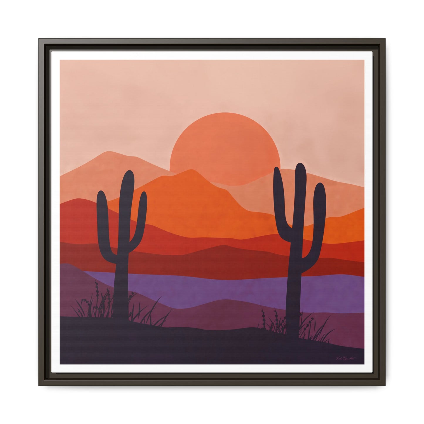 Desert Sunset Framed Canvas Art, Boho Home Decor, Nature Wall Art, Cactus Print, Warm Colorful Wall Decor, Housewarming Gift - LOLA VEGAS ART