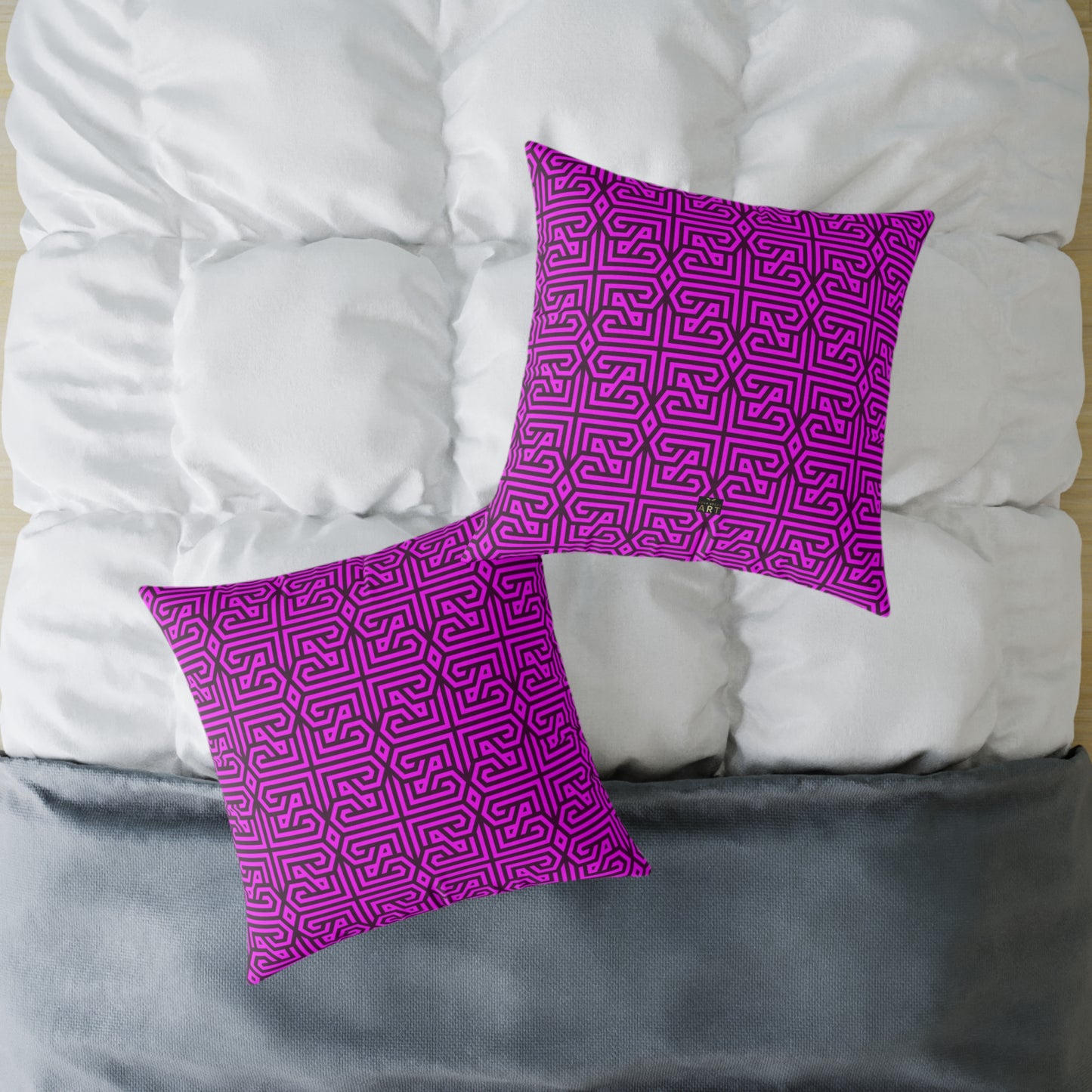 Geometric Maze Pattern Square Pillow | Purple Labyrinth Throw Pillow