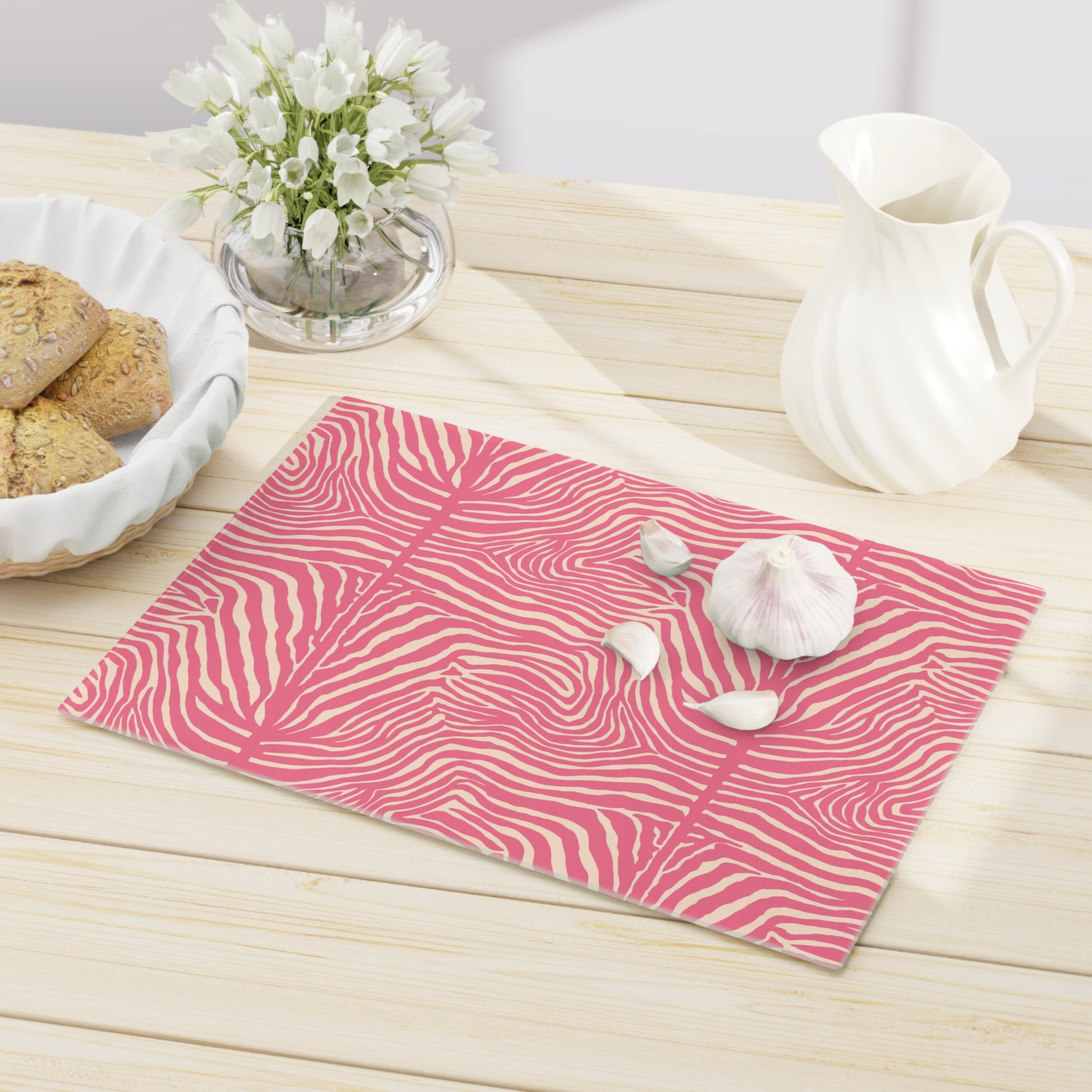Stylish Pink Zebra Cutting Board - Fun Kitchen Decor, Gift for Chefs, Housewarming, Unique Cooking Essential, Trendy Kitchenware - LOLA VEGAS ART