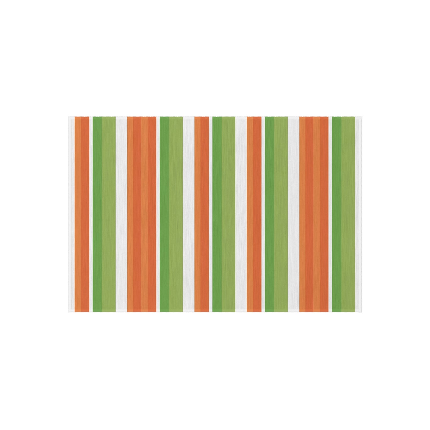 Green Orange White Stripe Outdoor/Indoor Rug | Patio Mat, Weather-Resistant