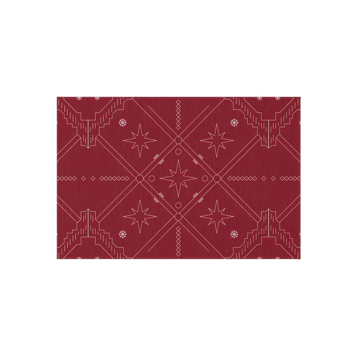 Geometric Star Pattern Outdoor Rug | Red Southwestern Patio Mat