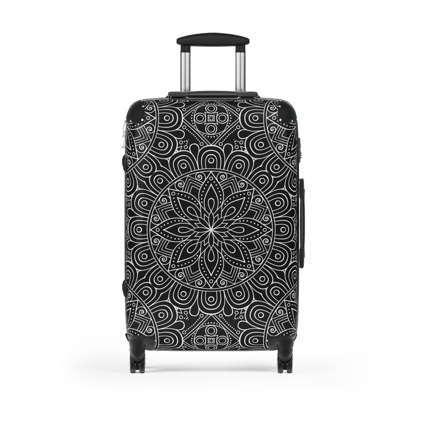 Black White Mandala Suitcase | Floral Geometric Carry-On