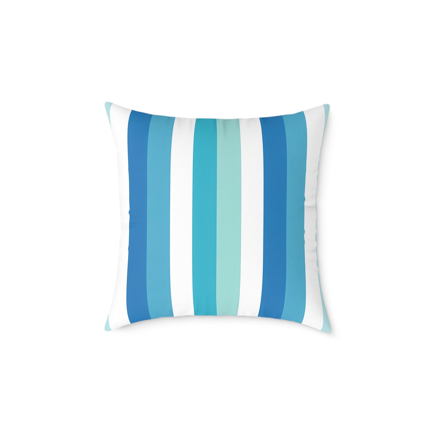 Blue Teal White Vertical Stripes Pillow | Square Pillow