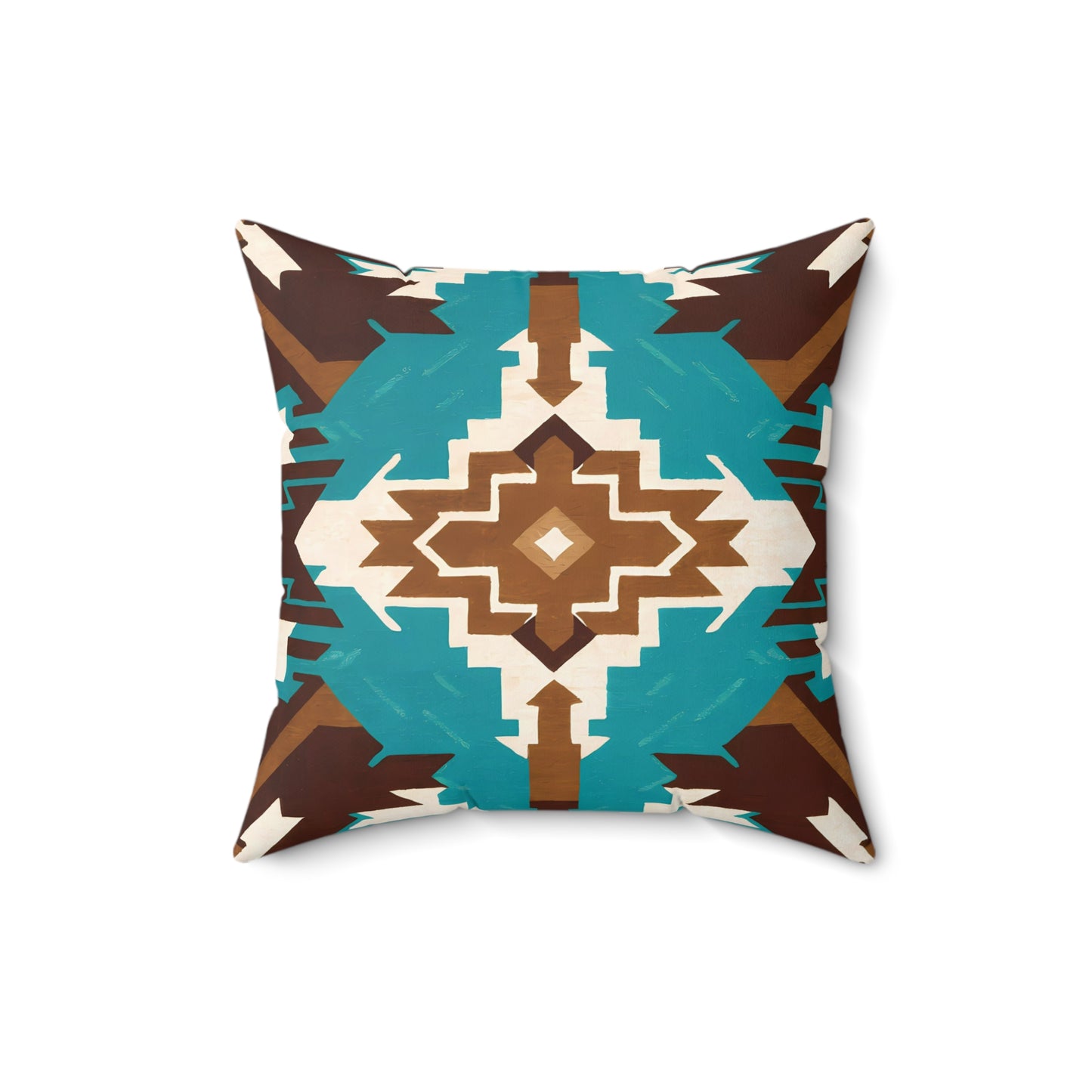 Square Pillow Ethnic Southwest Native American Boho Home Decor Brown Turquoise