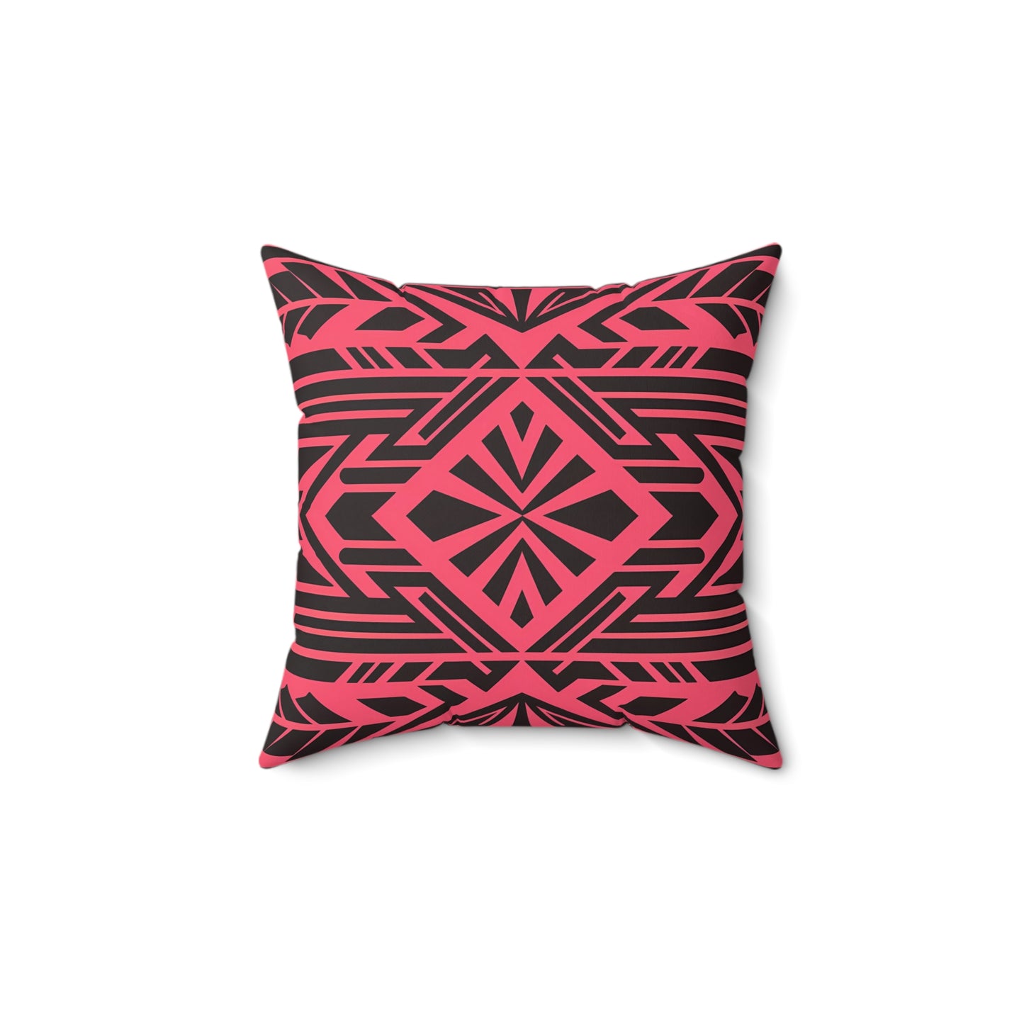 Boho Tribal Square Pillow, Pink Red Southwestern Decorative Cushion, Eclectic Throw Pillow, Black Bohemian Pillowcase, Home Accent - LOLA VEGAS ART