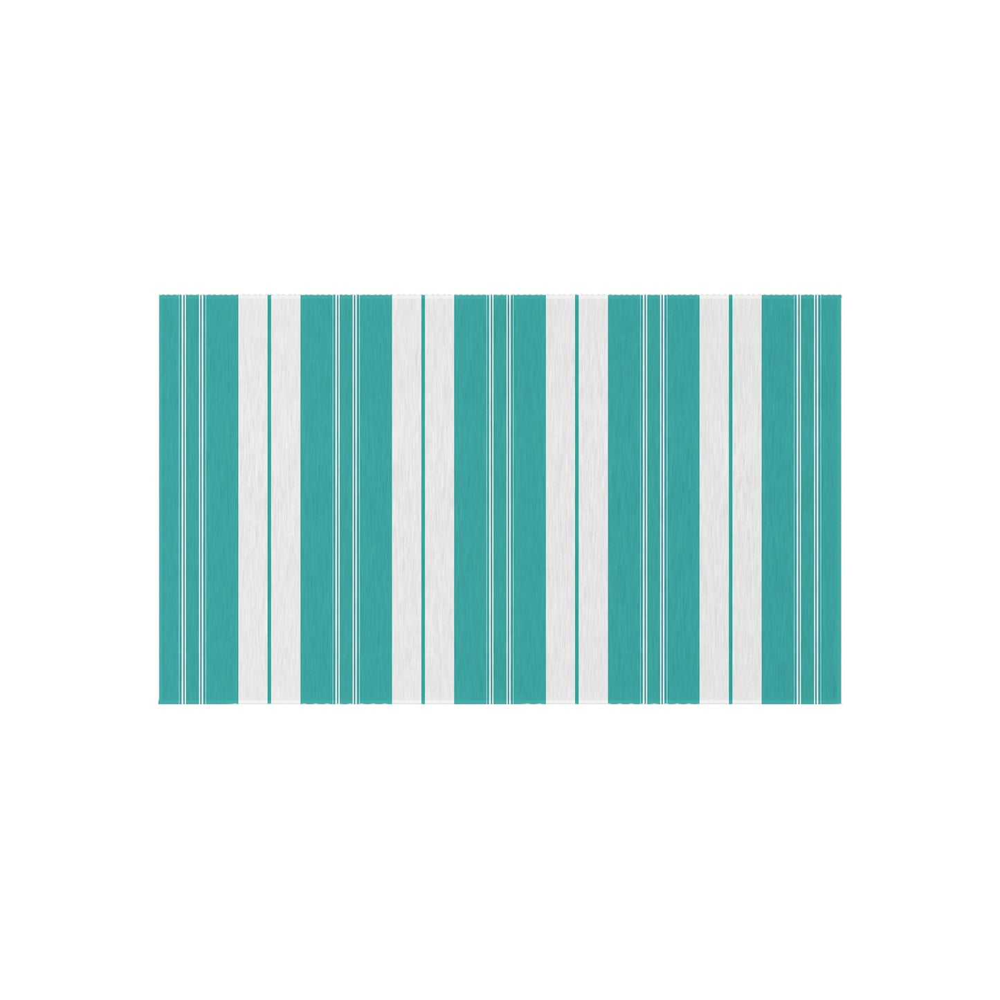 Teal White Stripe Outdoor/Indoor Rug | Patio Deck Mat