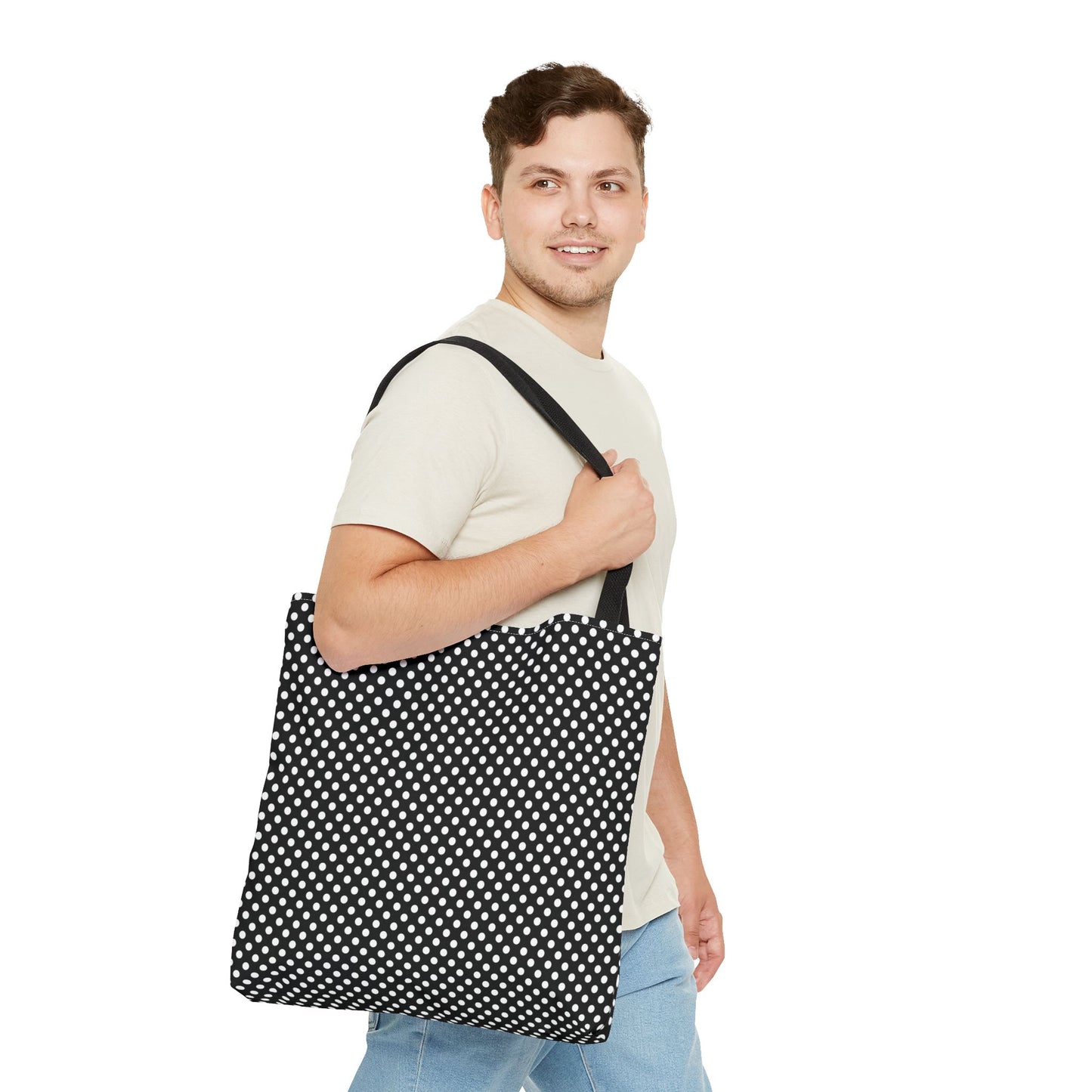 Classic Black and White Polka Dot Tote Bag - Versatile Canvas Bag for Shopping, Beach, Gym, Travel, Everyday Use, Eco-Friendly Bag - LOLA VEGAS ART