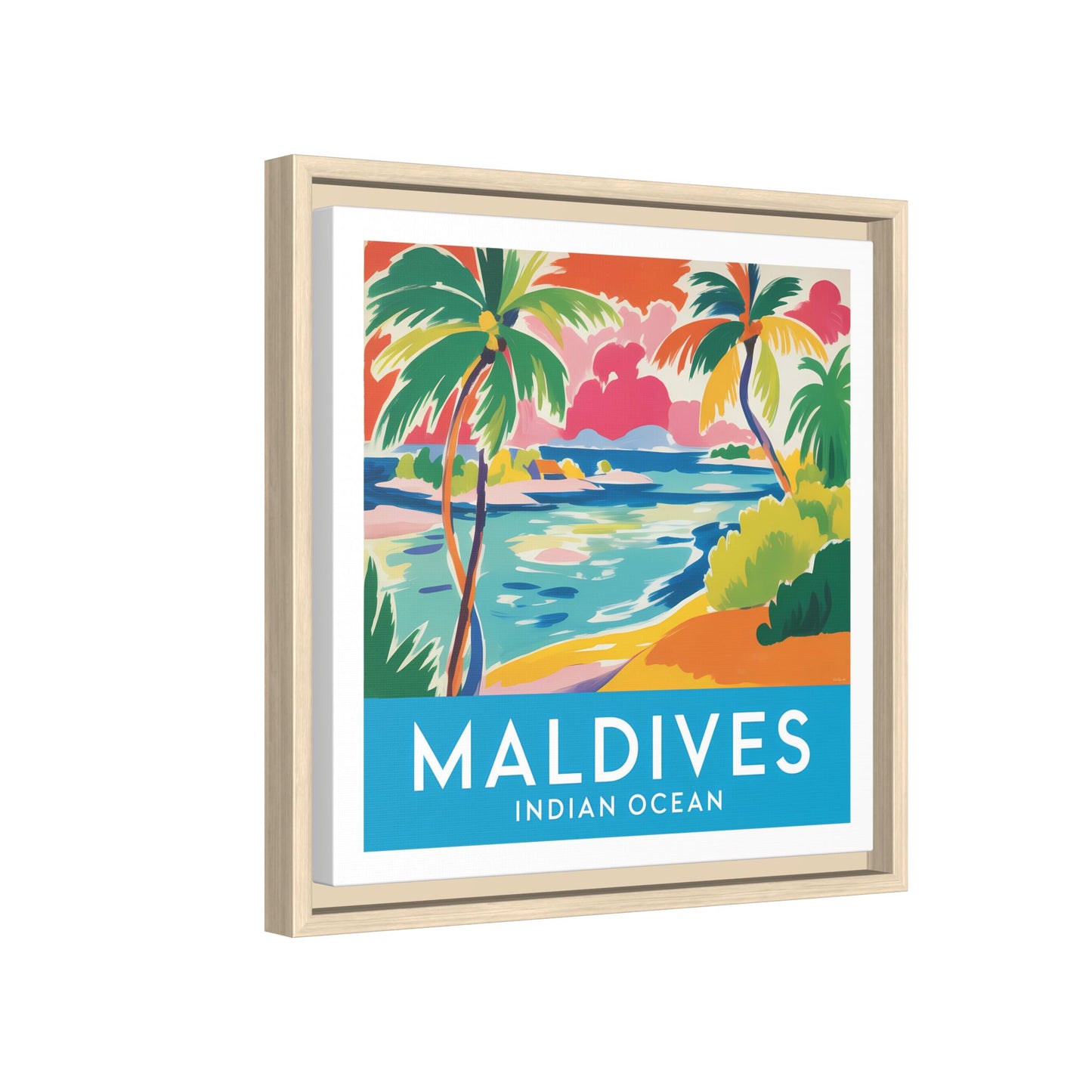 Maldives Beach Art Matte Canvas Framed | Tropical Island Wall Art