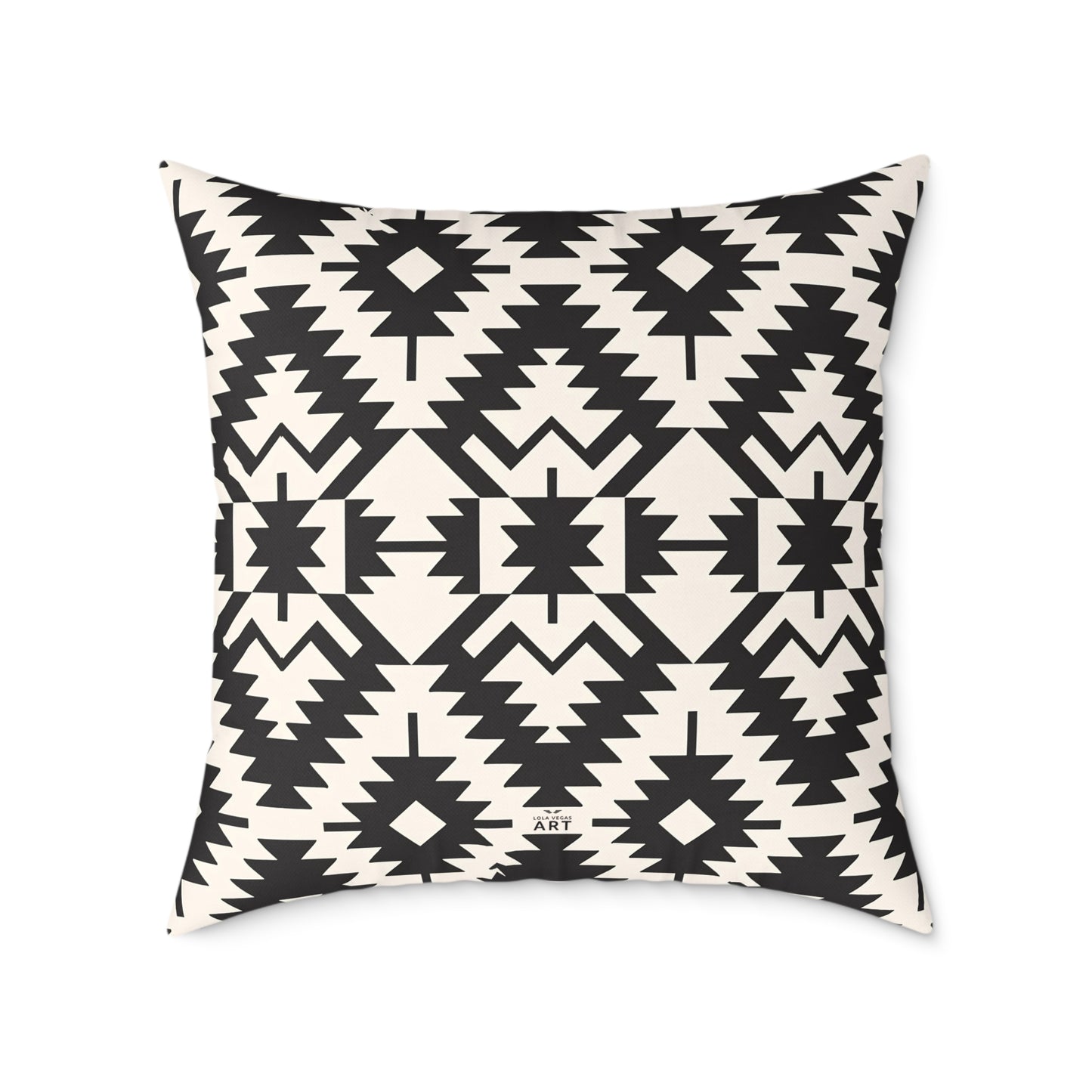 Black and White Aztec Geometric Square Pillow | Tribal Pattern Throw Pillow