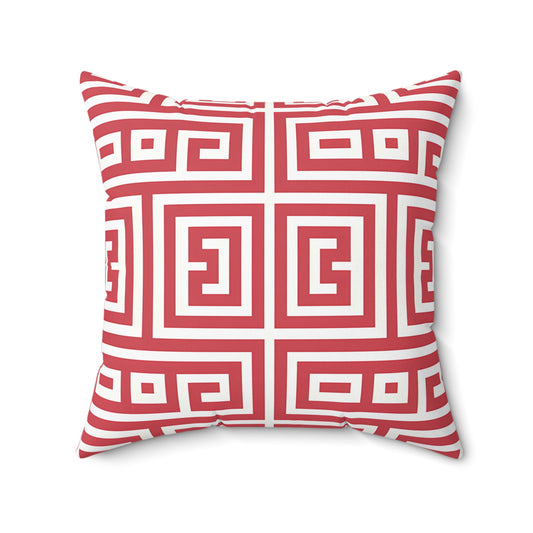 Chic Geometric Throw Pillow | Modern Home Decor Accent, Sofa Pillow, Unique Gift Idea, Red and White Cushion, Interior Design