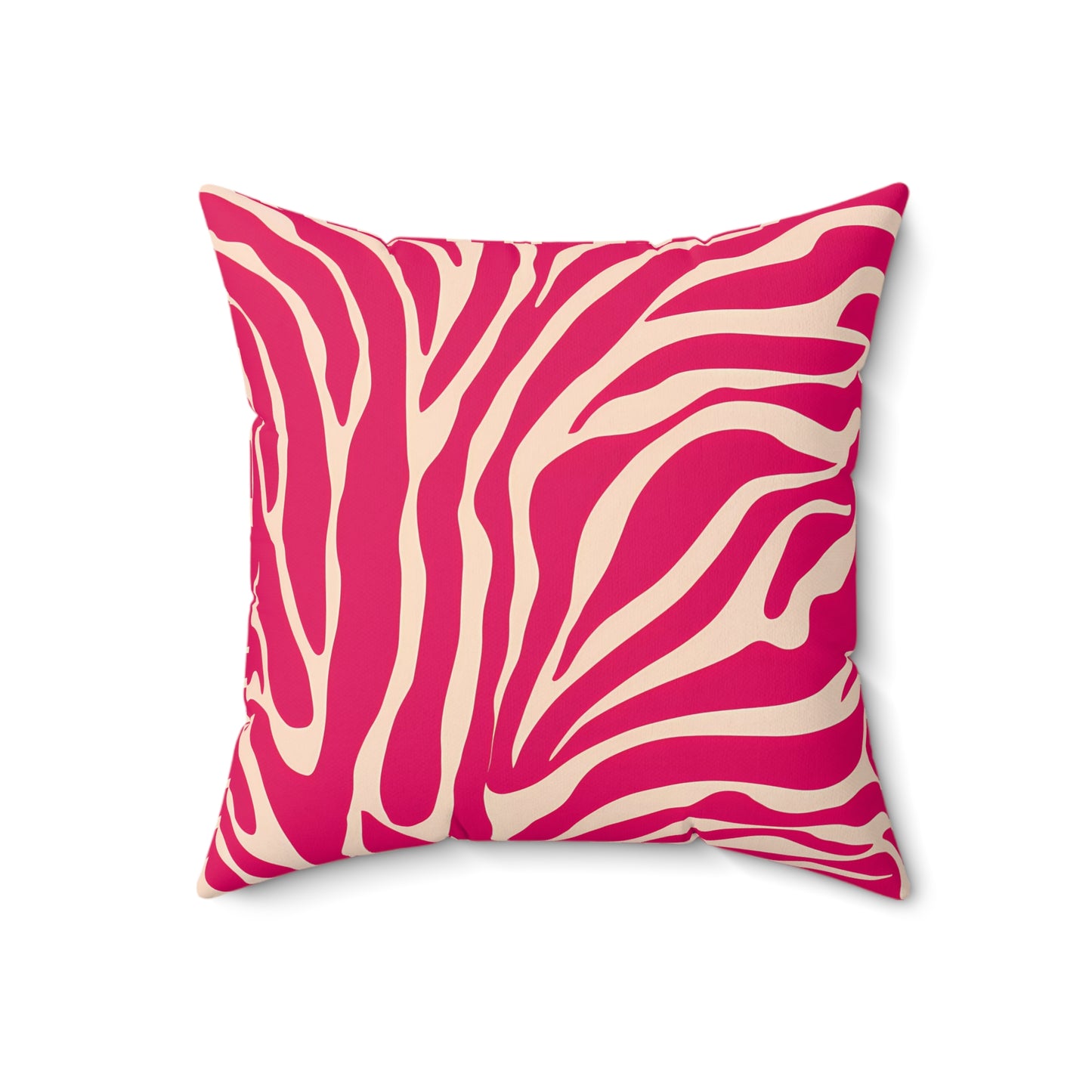 Zebra Print Square Pillow, Red Pink Luxury Home Decor Cushion, Animal Print Glamorous Throw Pillow, Off-White Decorative Pillow, Spun - LOLA VEGAS ART