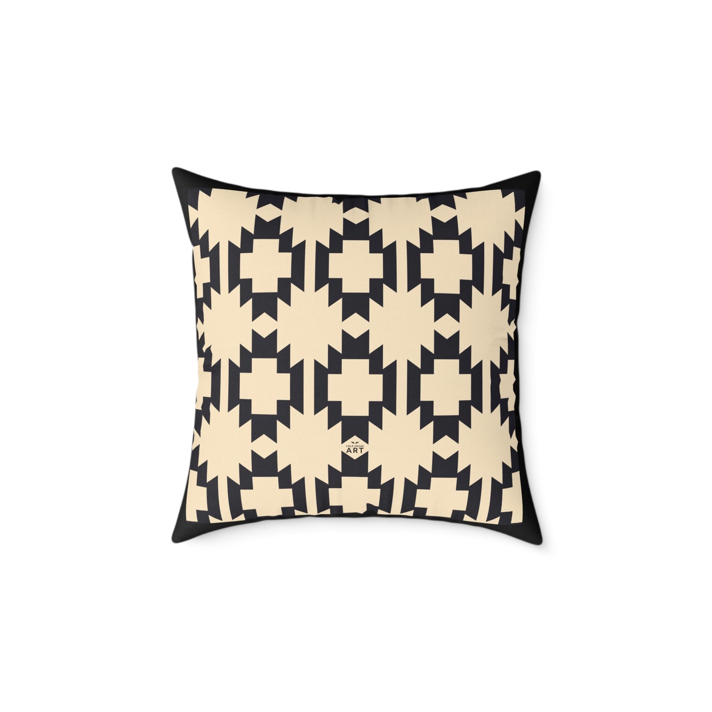 Geometric Aztec Pattern Square Pillow | Neutral Black Cream Throw Pillow