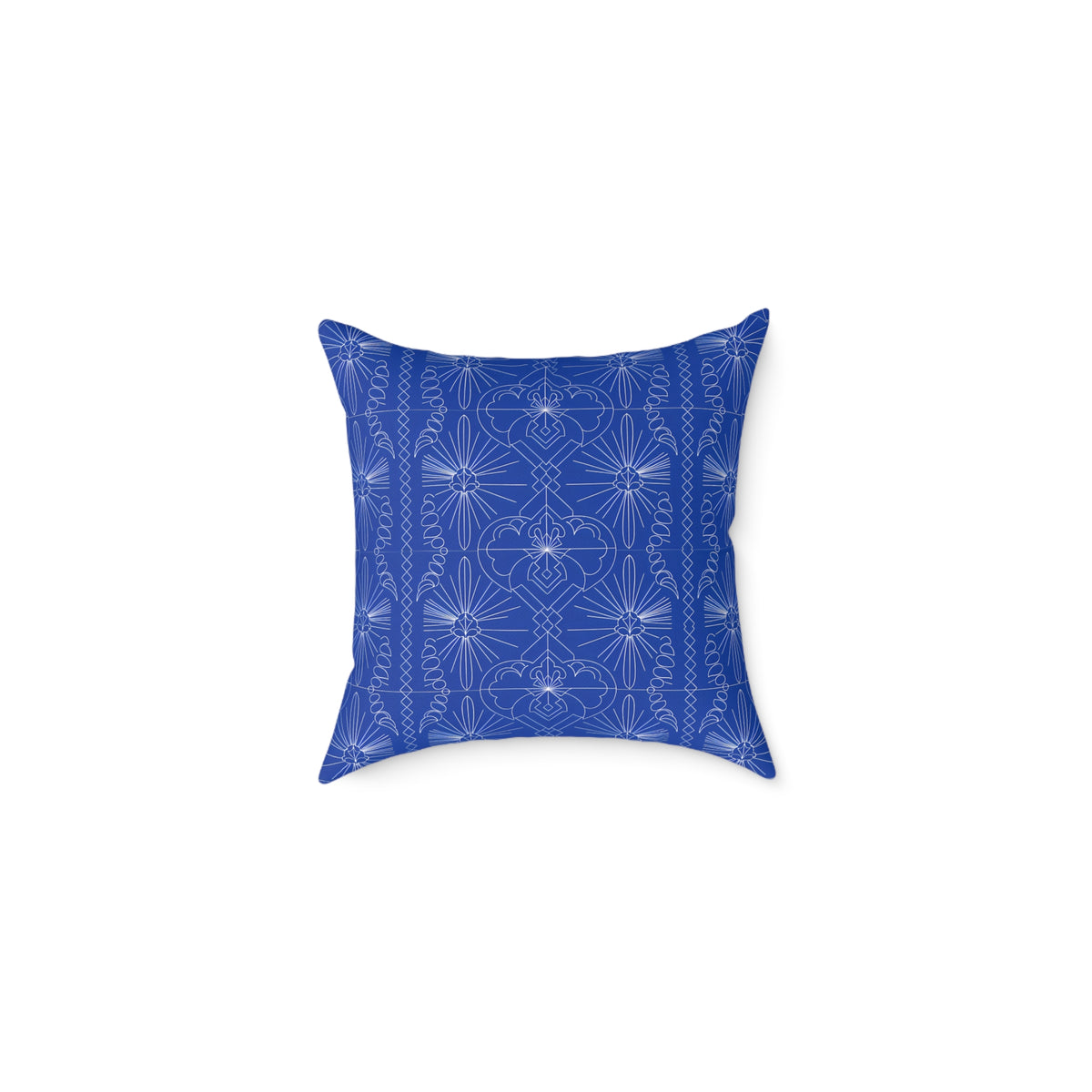 Geometric Starburst Pattern Square Pillow | Blue White Decorative Throw Pillow